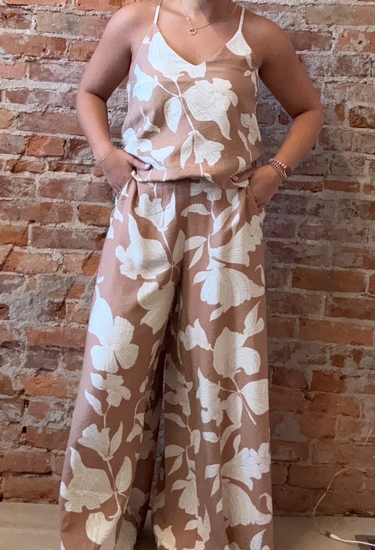 Chloe Beige Printed Pants-Pants-Molly Bracken-The Funky Zebra Ames, Women's Fashion Boutique in Ames, Iowa