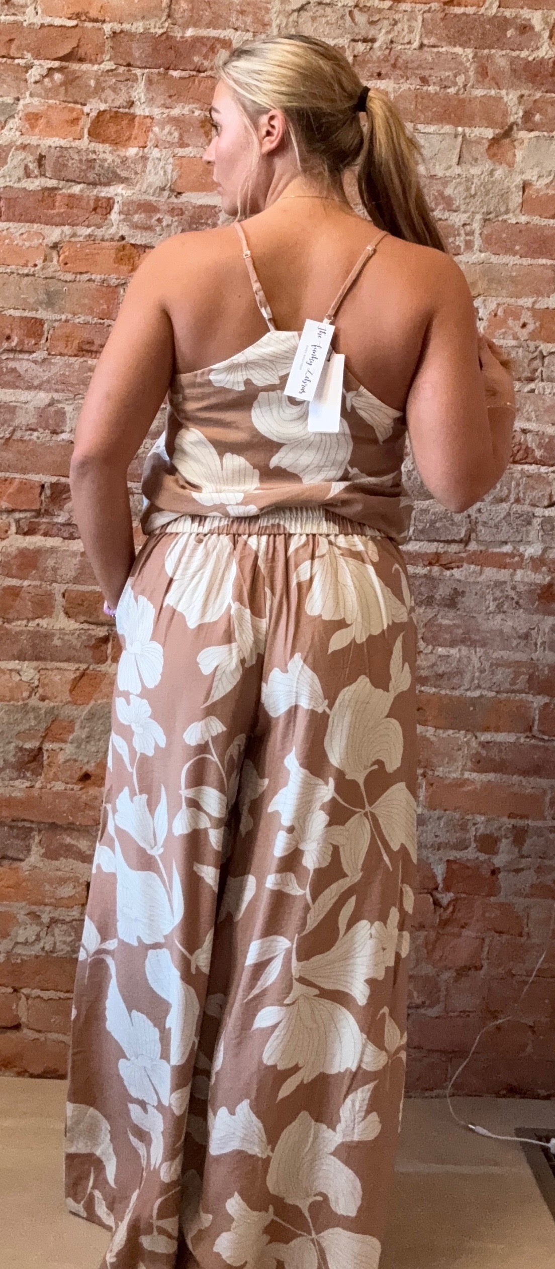 Chloe Beige Printed Pants-Pants-Molly Bracken-The Funky Zebra Ames, Women's Fashion Boutique in Ames, Iowa