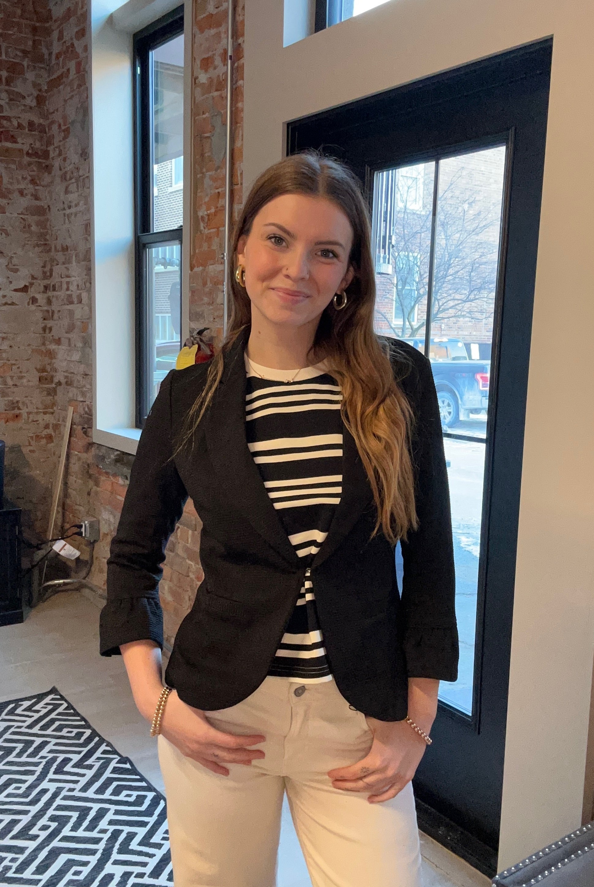 Baylor Notched Collar Blazer-apparel-Doe and Rae-The Funky Zebra Ames, Women's Fashion Boutique in Ames, Iowa