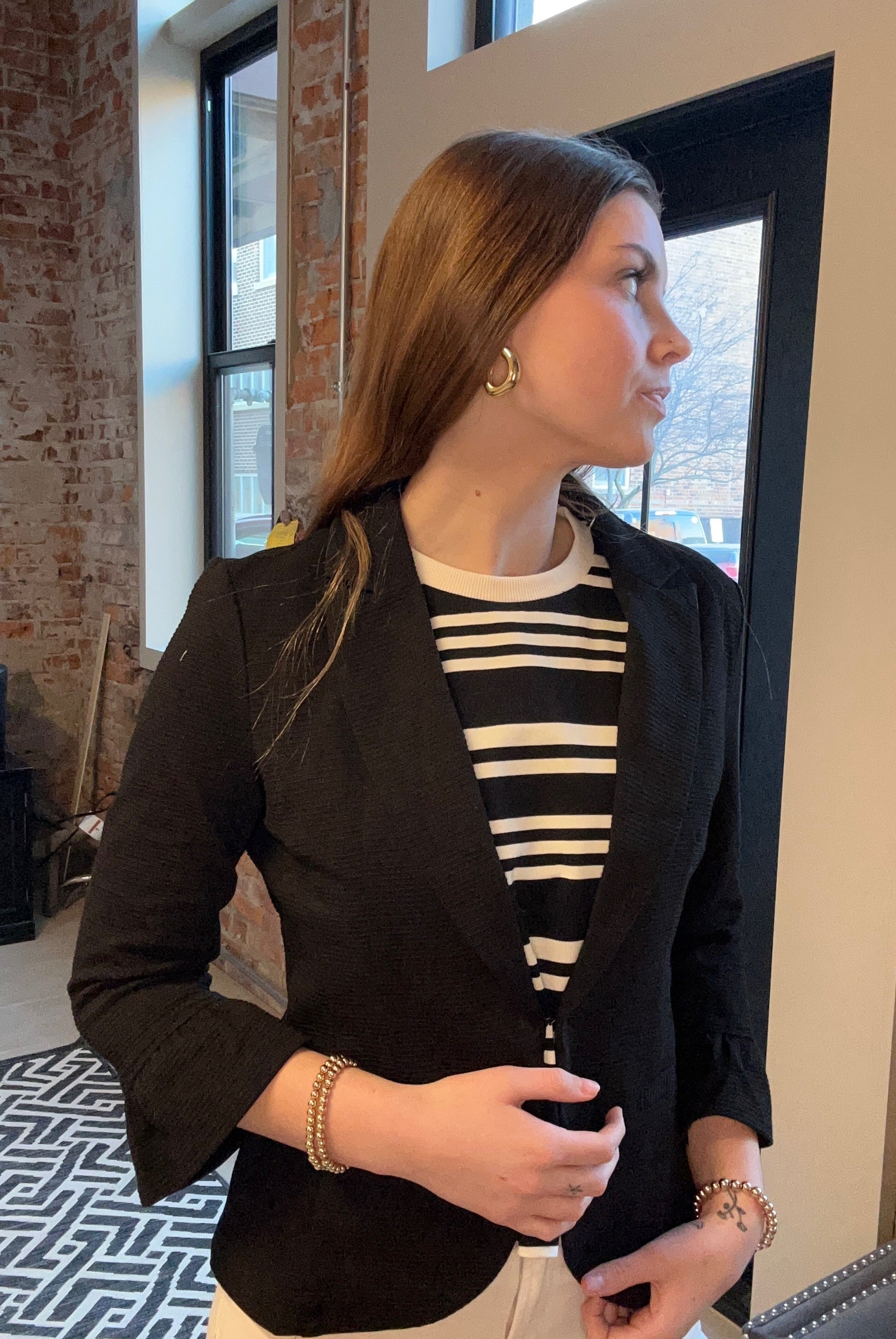 Baylor Notched Collar Blazer-apparel-Doe and Rae-The Funky Zebra Ames, Women's Fashion Boutique in Ames, Iowa