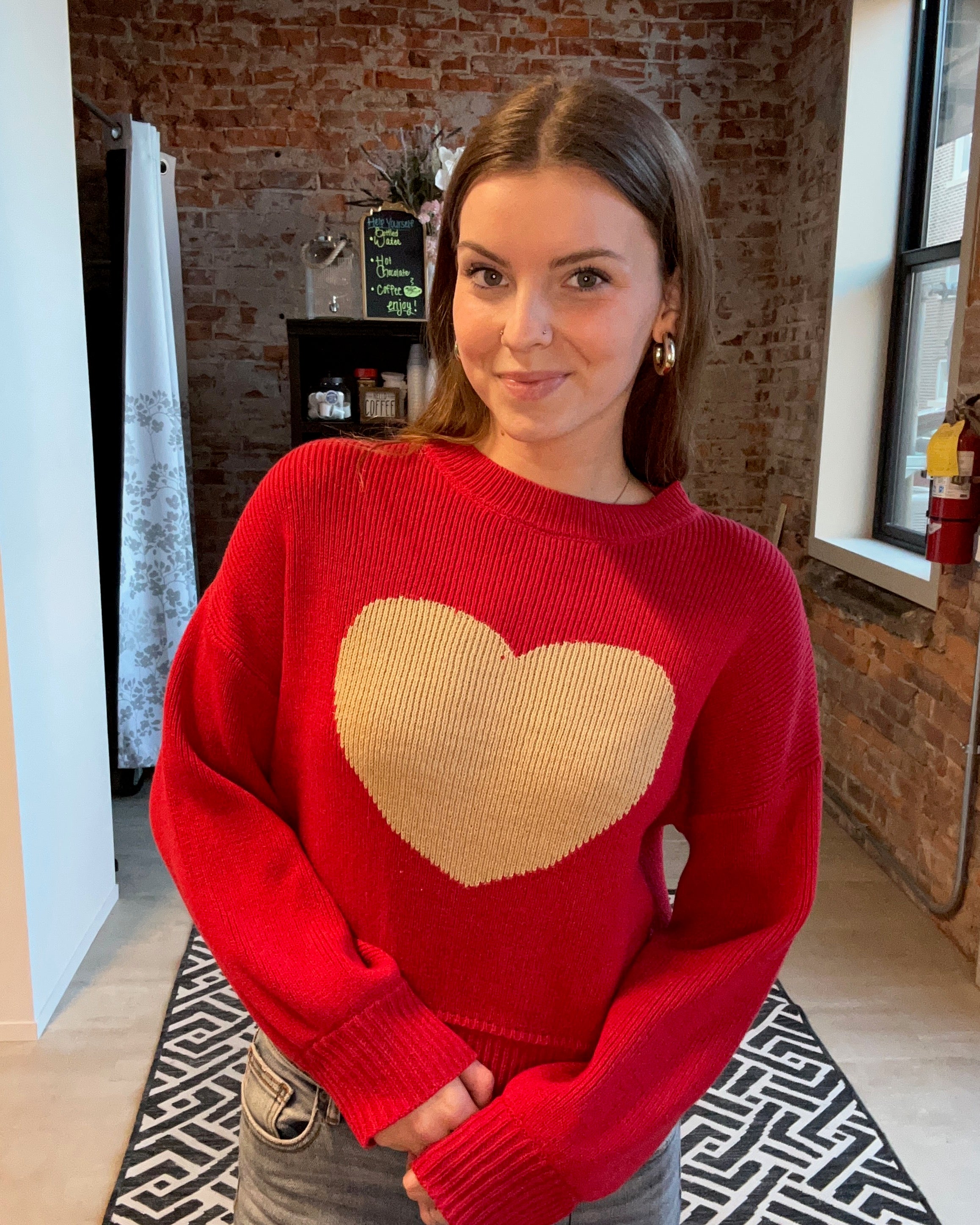 Heart Pullover Sweater-Sweaters-Blu Pepper-The Funky Zebra Ames, Women's Fashion Boutique in Ames, Iowa