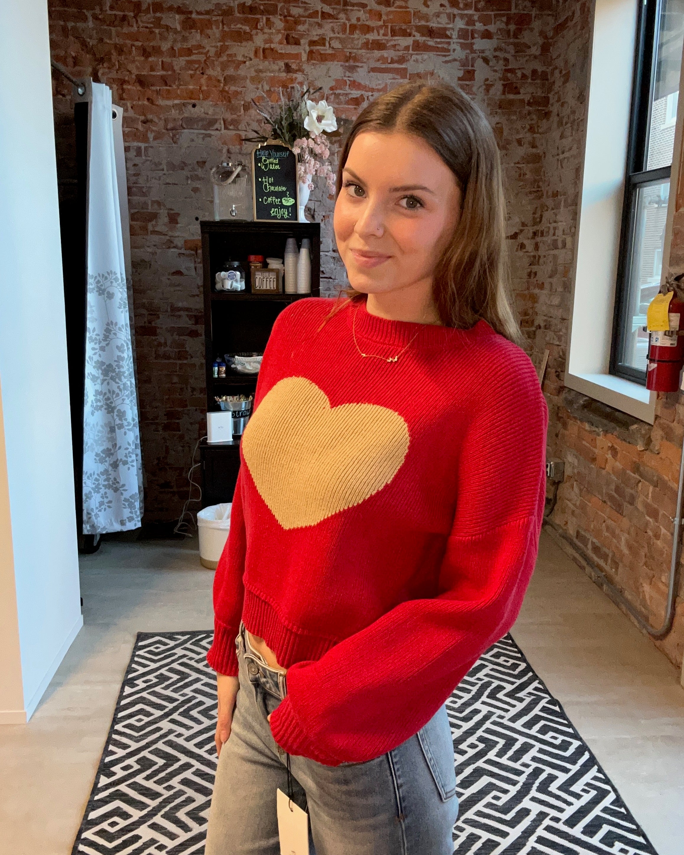 Heart Pullover Sweater-Sweaters-Blu Pepper-The Funky Zebra Ames, Women's Fashion Boutique in Ames, Iowa