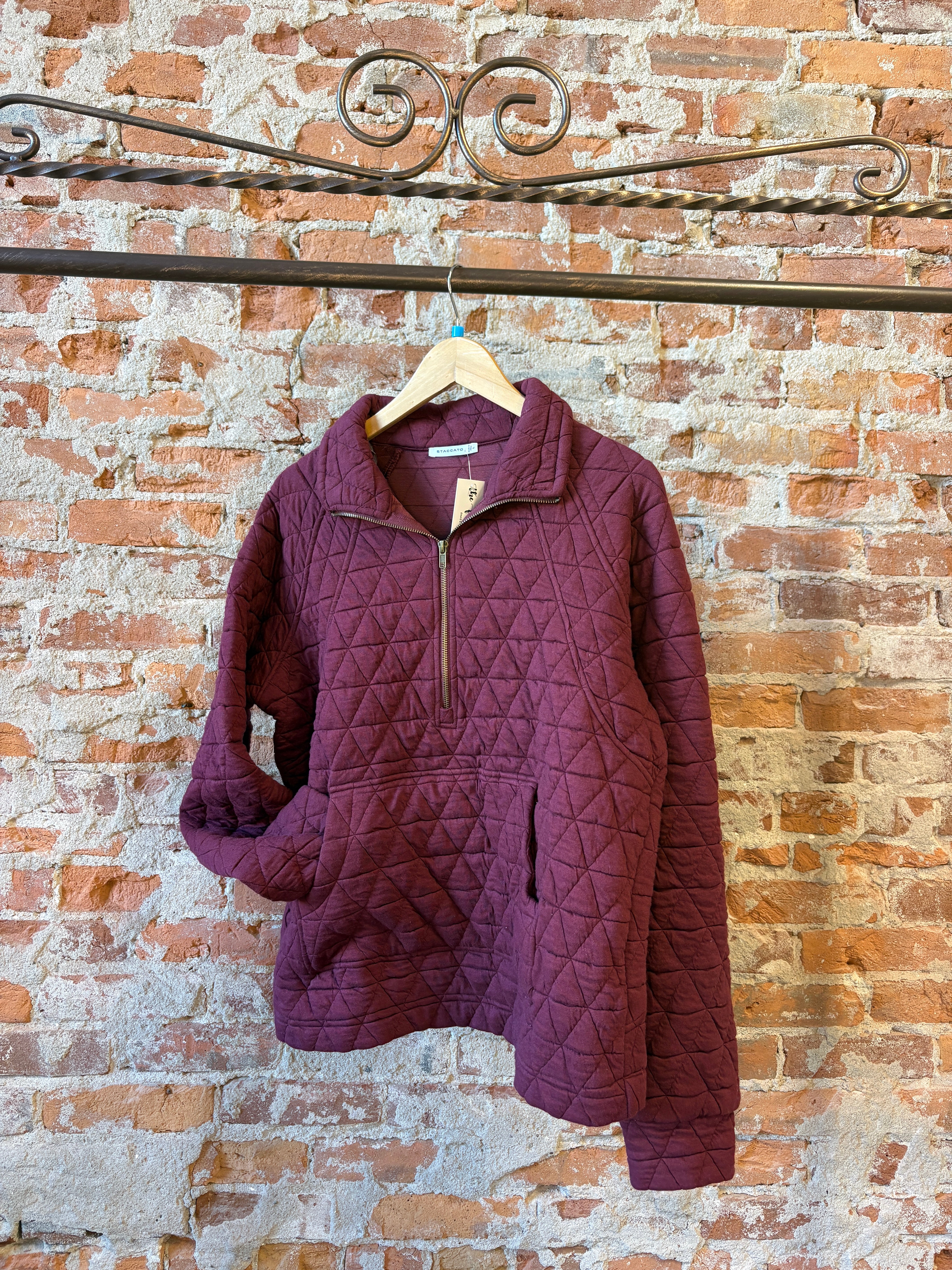 Hattie Half Zip Sweatshirt-apparel-Staccato-The Funky Zebra Ames, Women's Fashion Boutique in Ames, Iowa