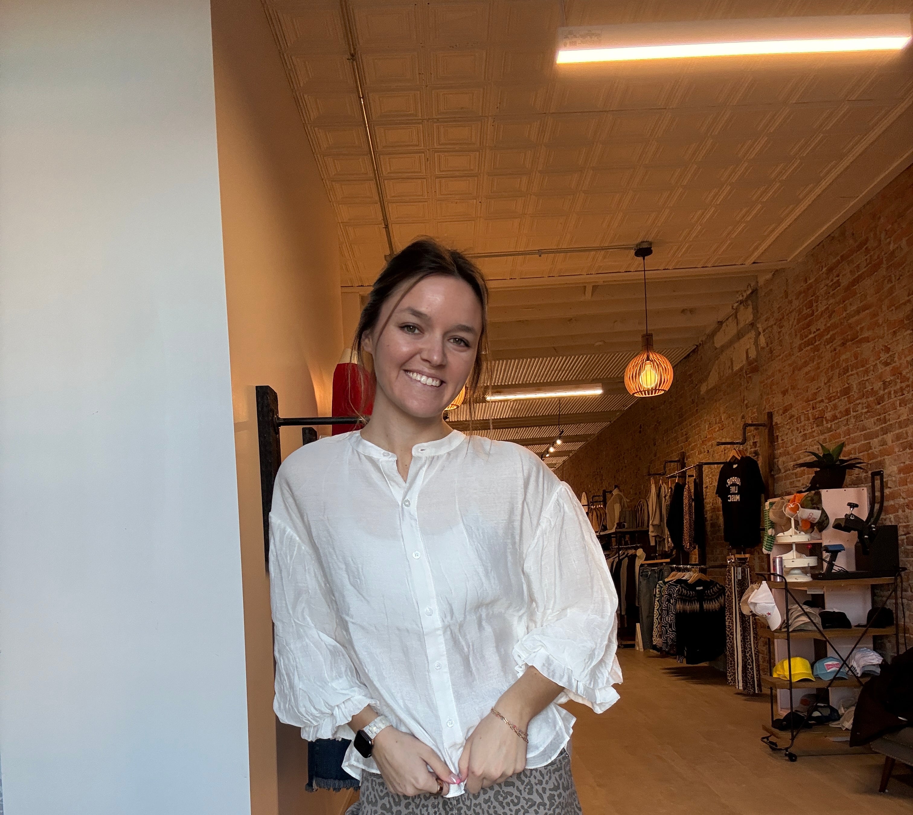 Shiloh White Puff Sleeve Top-Short Sleeves-fate-The Funky Zebra Ames, Women's Fashion Boutique in Ames, Iowa