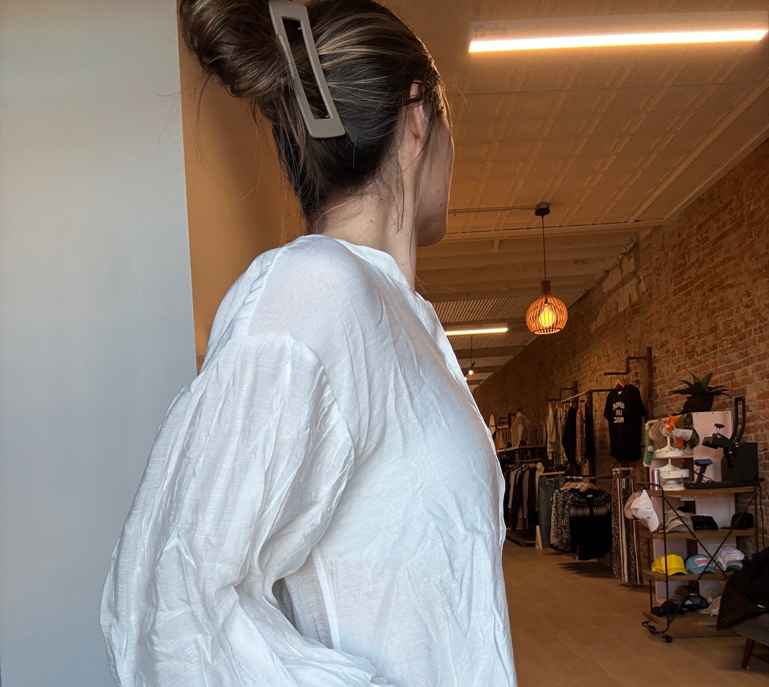 Shiloh White Puff Sleeve Top-Short Sleeves-fate-The Funky Zebra Ames, Women's Fashion Boutique in Ames, Iowa