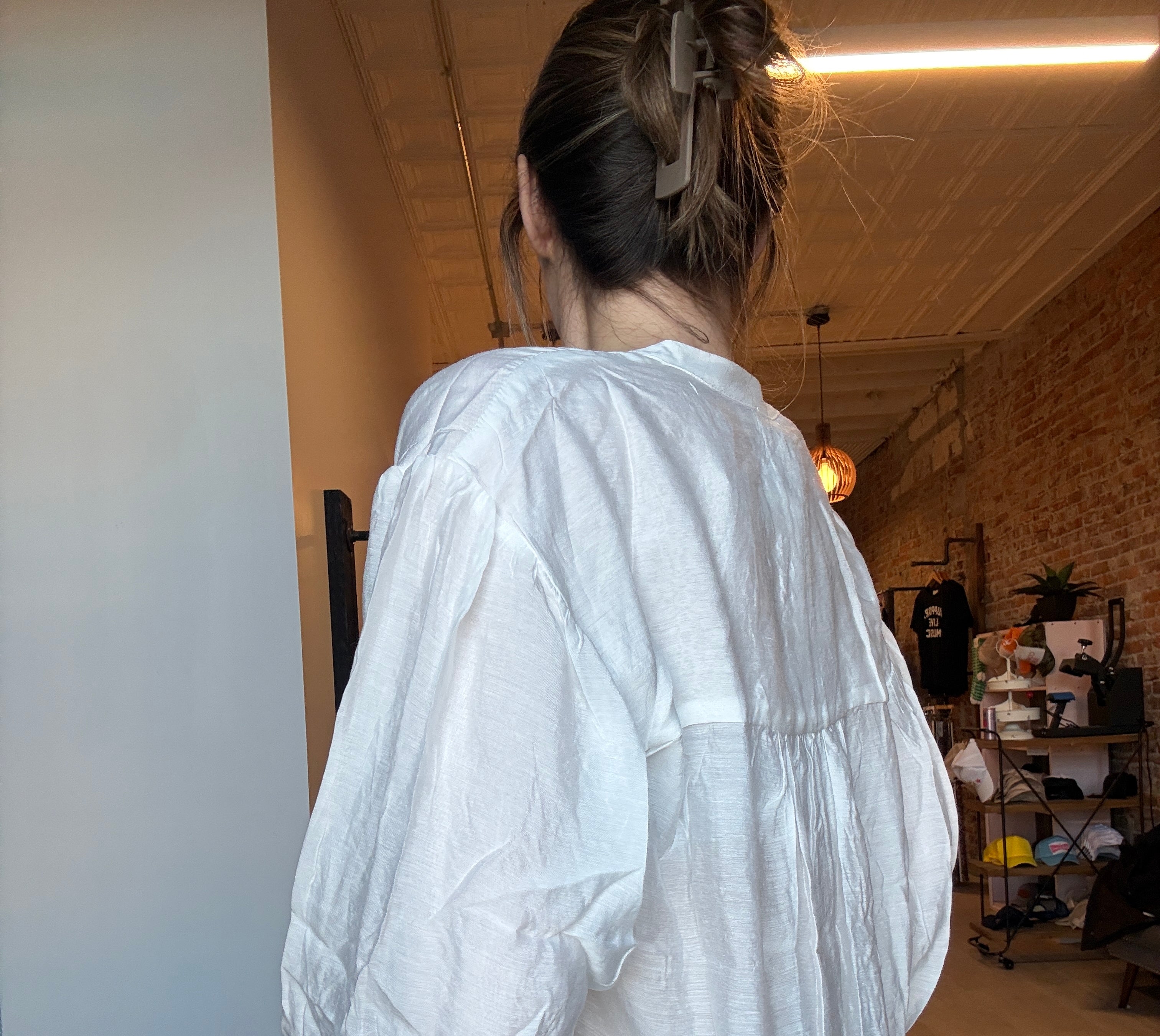 Shiloh White Puff Sleeve Top-Short Sleeves-fate-The Funky Zebra Ames, Women's Fashion Boutique in Ames, Iowa