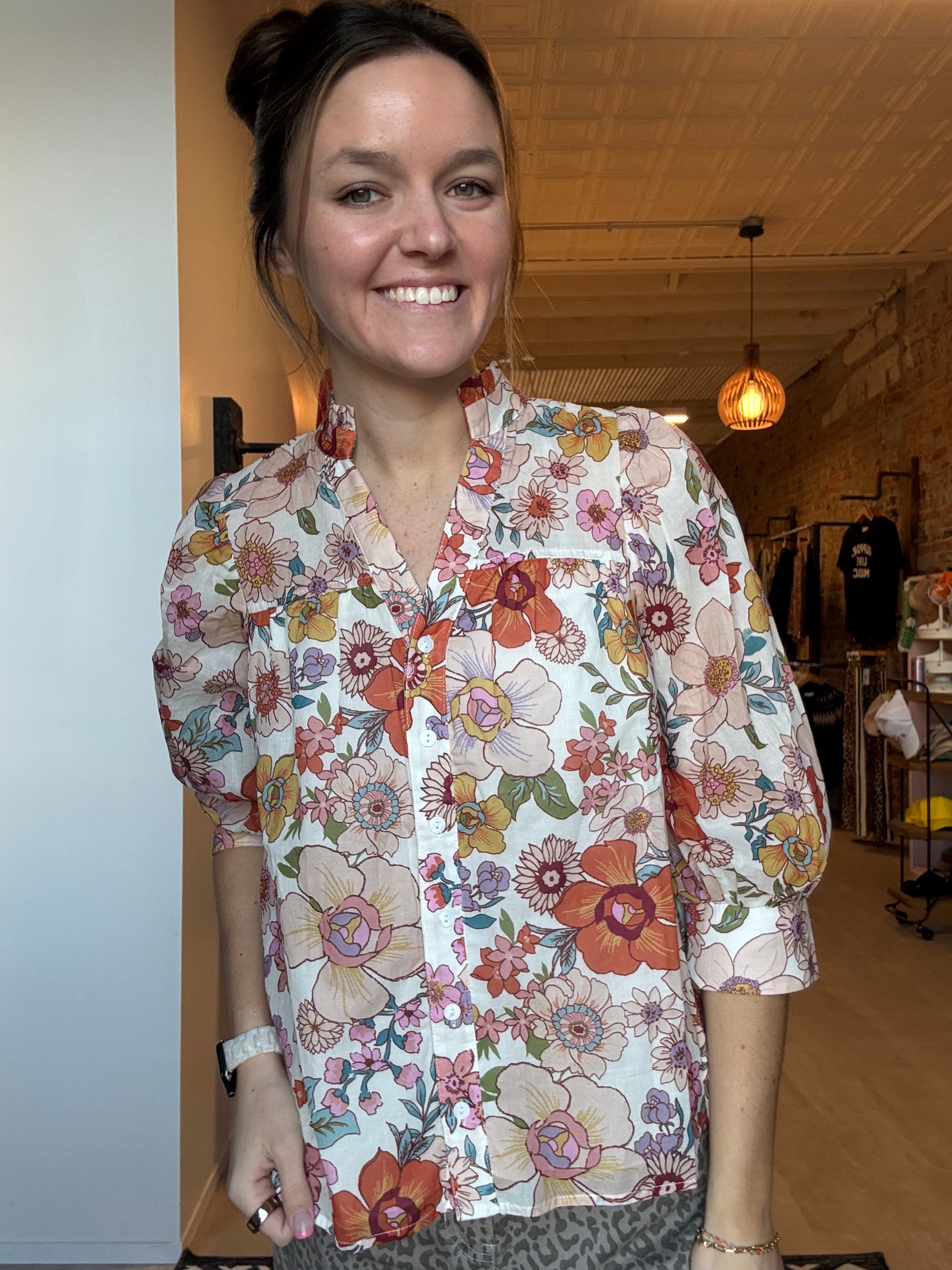 Floral Fun Blouse-Long Sleeves-fate-The Funky Zebra Ames, Women's Fashion Boutique in Ames, Iowa