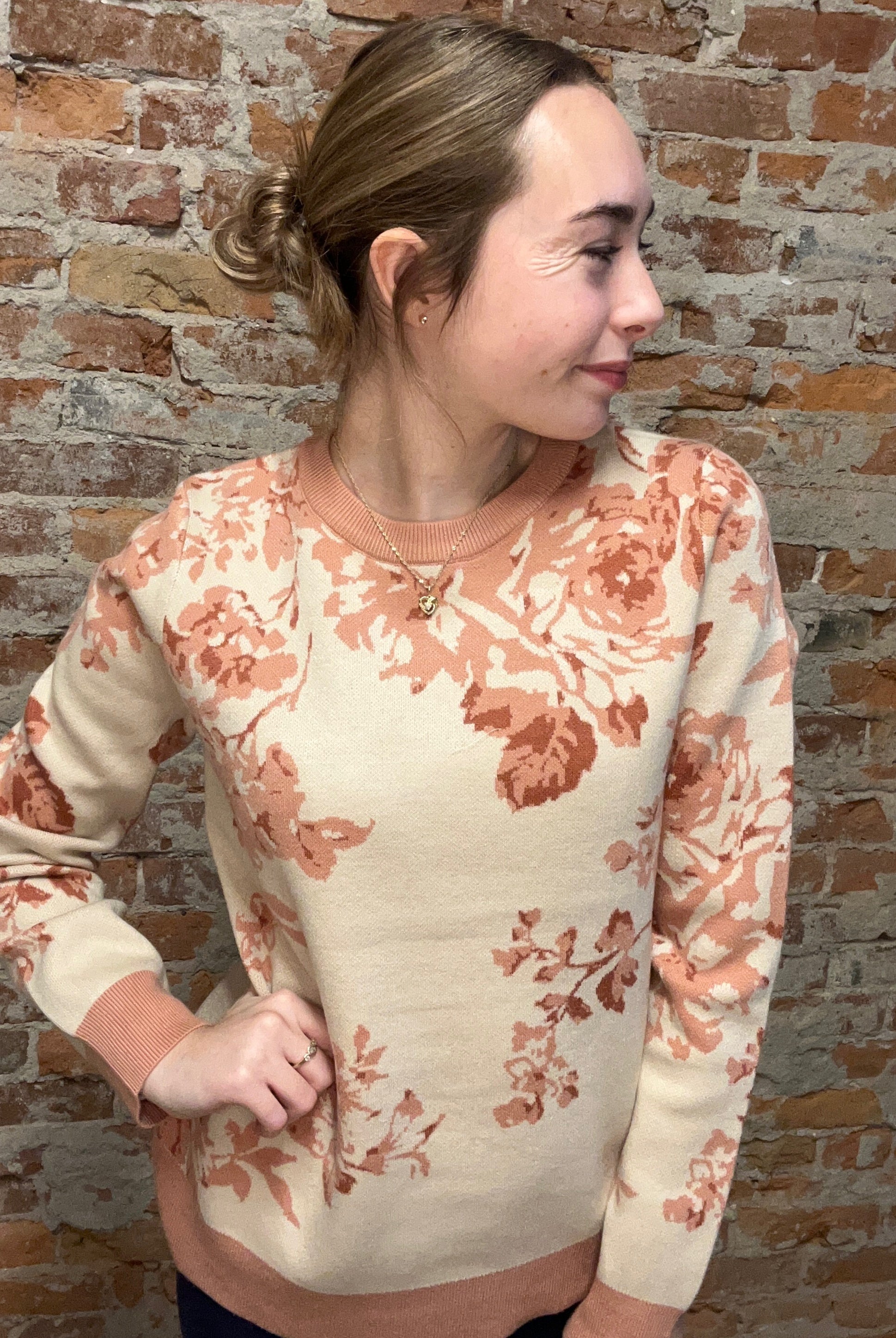 Jenni Salmon Sweater-Sweaters-Staccato-The Funky Zebra Ames, Women's Fashion Boutique in Ames, Iowa