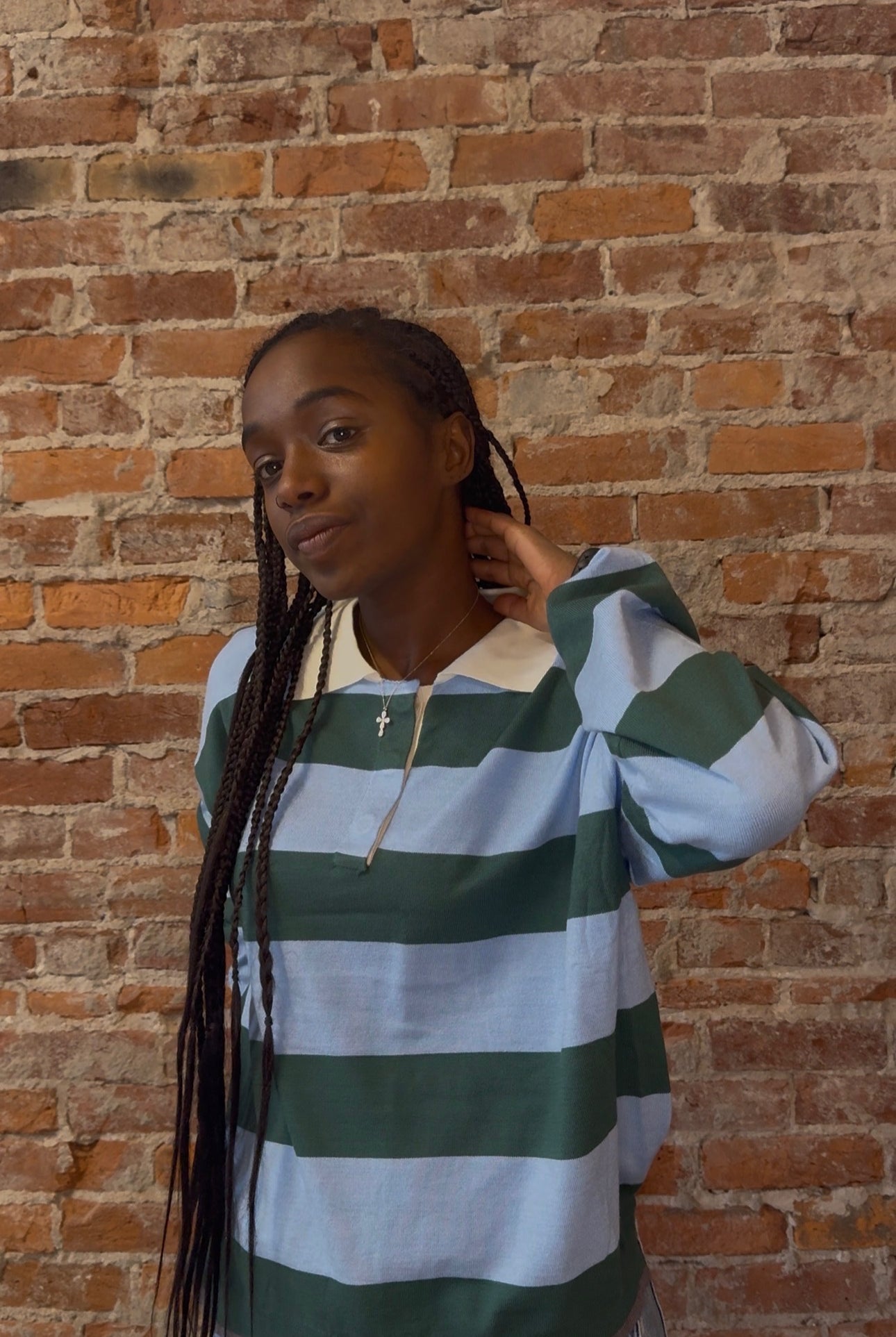 STRIPED RUGBY SWEATER-Long Sleeves-&MERCI-The Funky Zebra Ames, Women's Fashion Boutique in Ames, Iowa