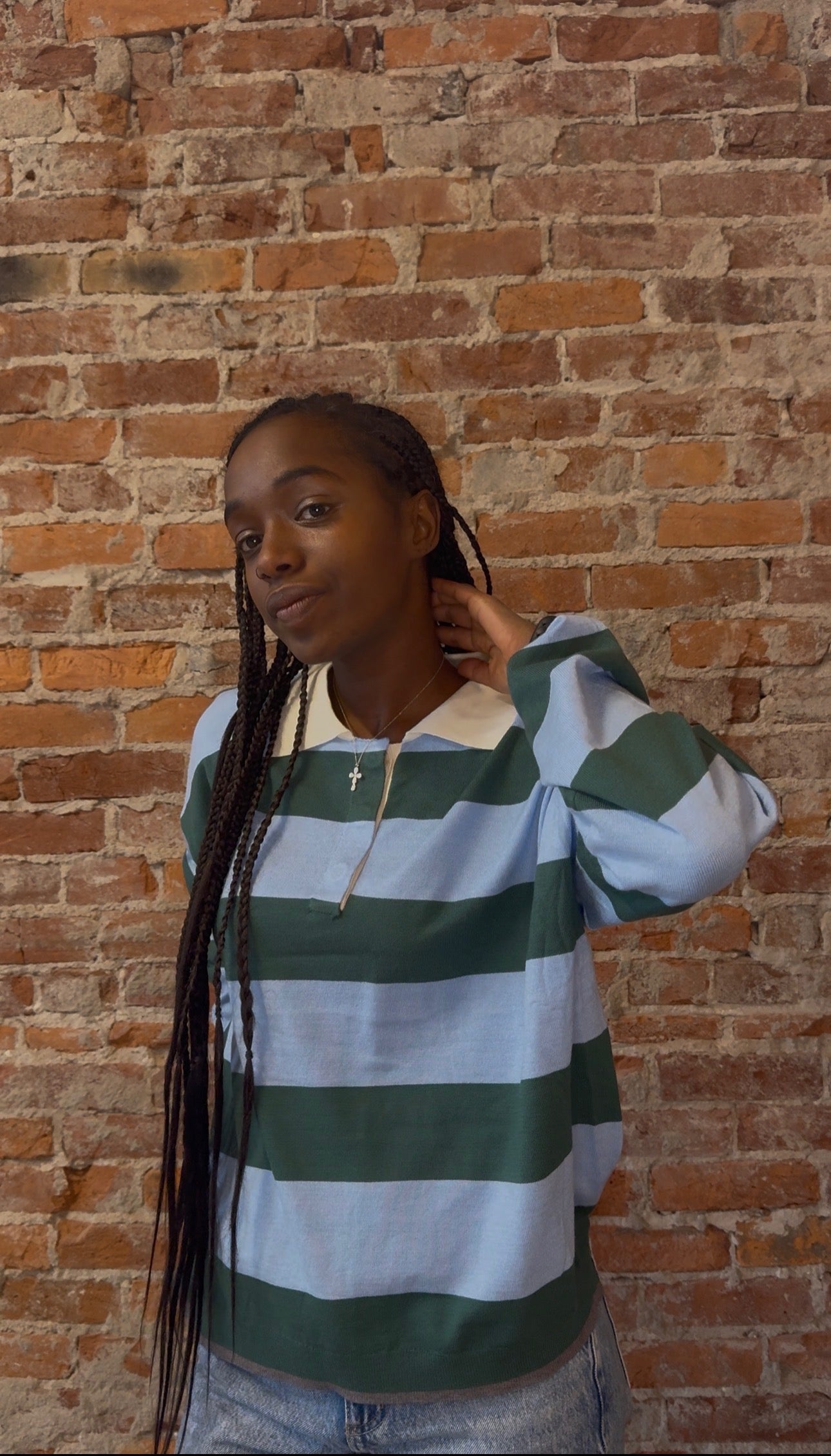 STRIPED RUGBY SWEATER-Long Sleeves-&MERCI-The Funky Zebra Ames, Women's Fashion Boutique in Ames, Iowa