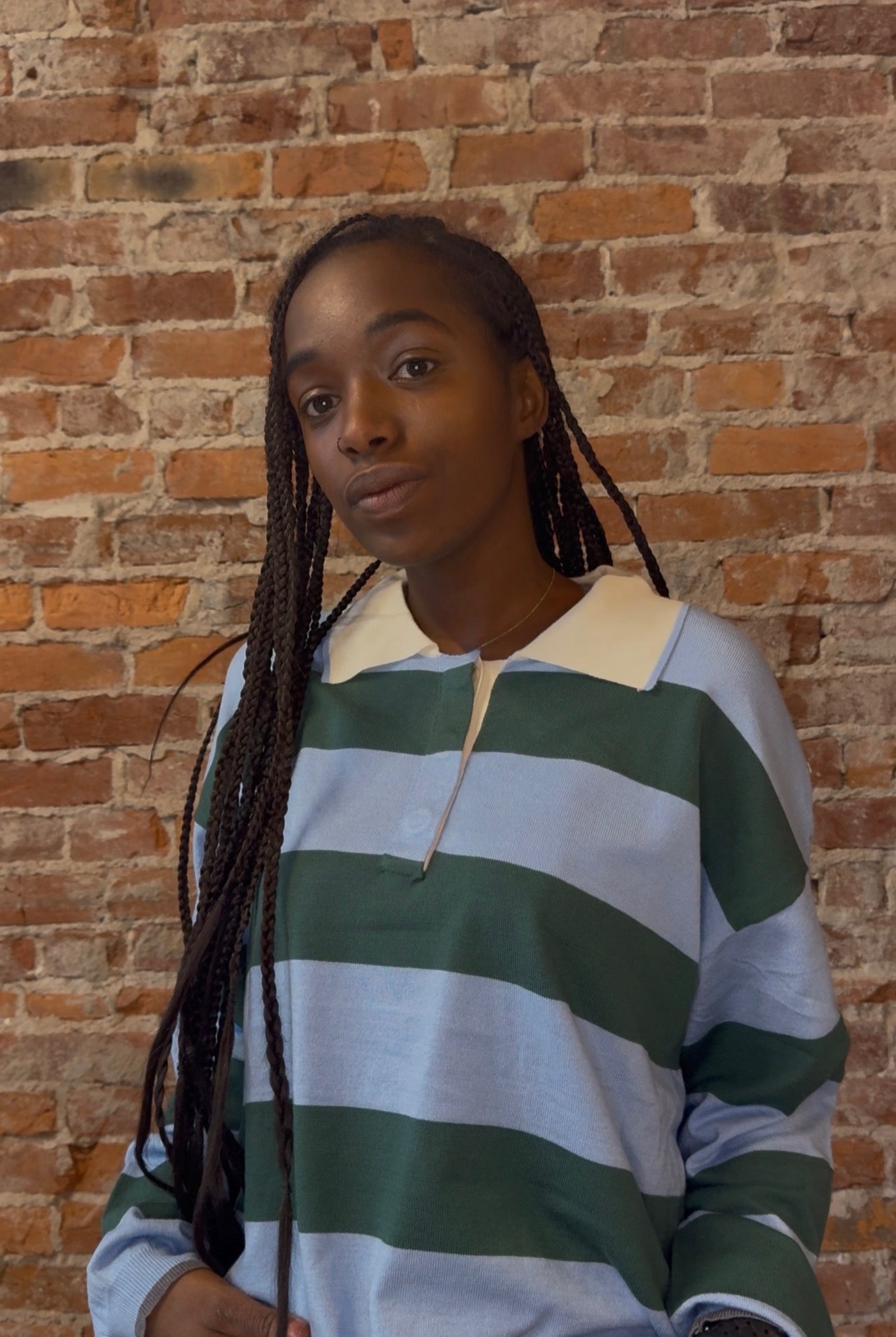 STRIPED RUGBY SWEATER-Long Sleeves-&MERCI-The Funky Zebra Ames, Women's Fashion Boutique in Ames, Iowa