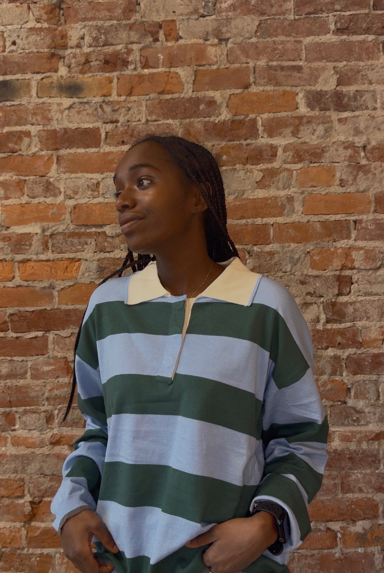 STRIPED RUGBY SWEATER-Long Sleeves-&MERCI-The Funky Zebra Ames, Women's Fashion Boutique in Ames, Iowa