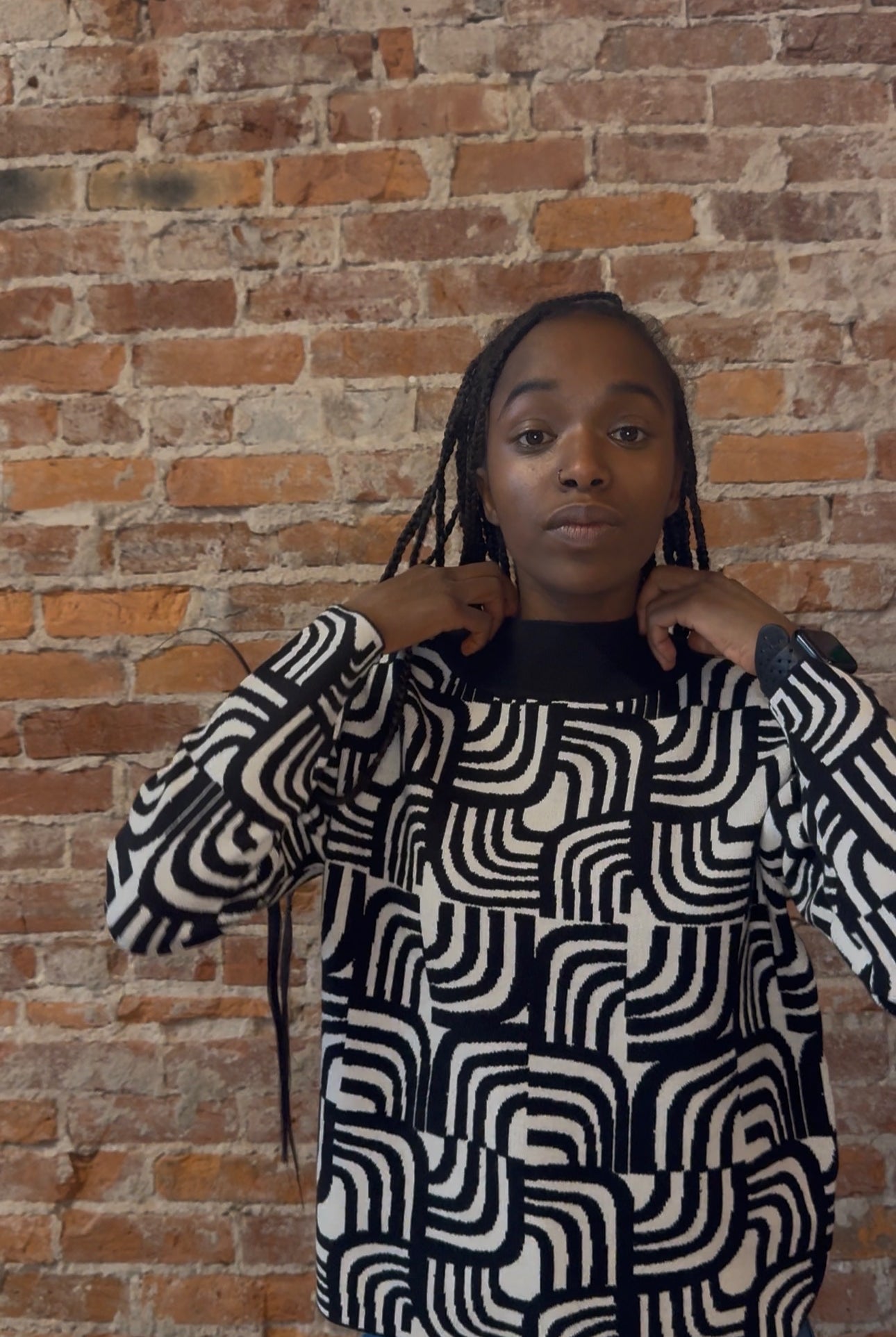 Estelle Black and White Sweater-Sweaters-APNY-The Funky Zebra Ames, Women's Fashion Boutique in Ames, Iowa