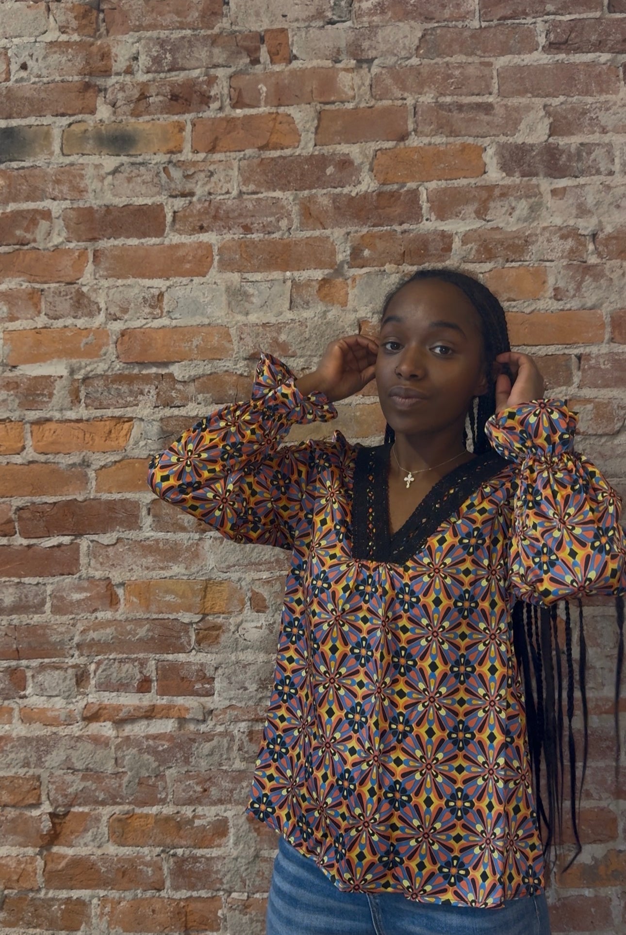 Lucy Lace Trim Blouse-Long Sleeves-The Funky Zebra Ames-The Funky Zebra Ames, Women's Fashion Boutique in Ames, Iowa