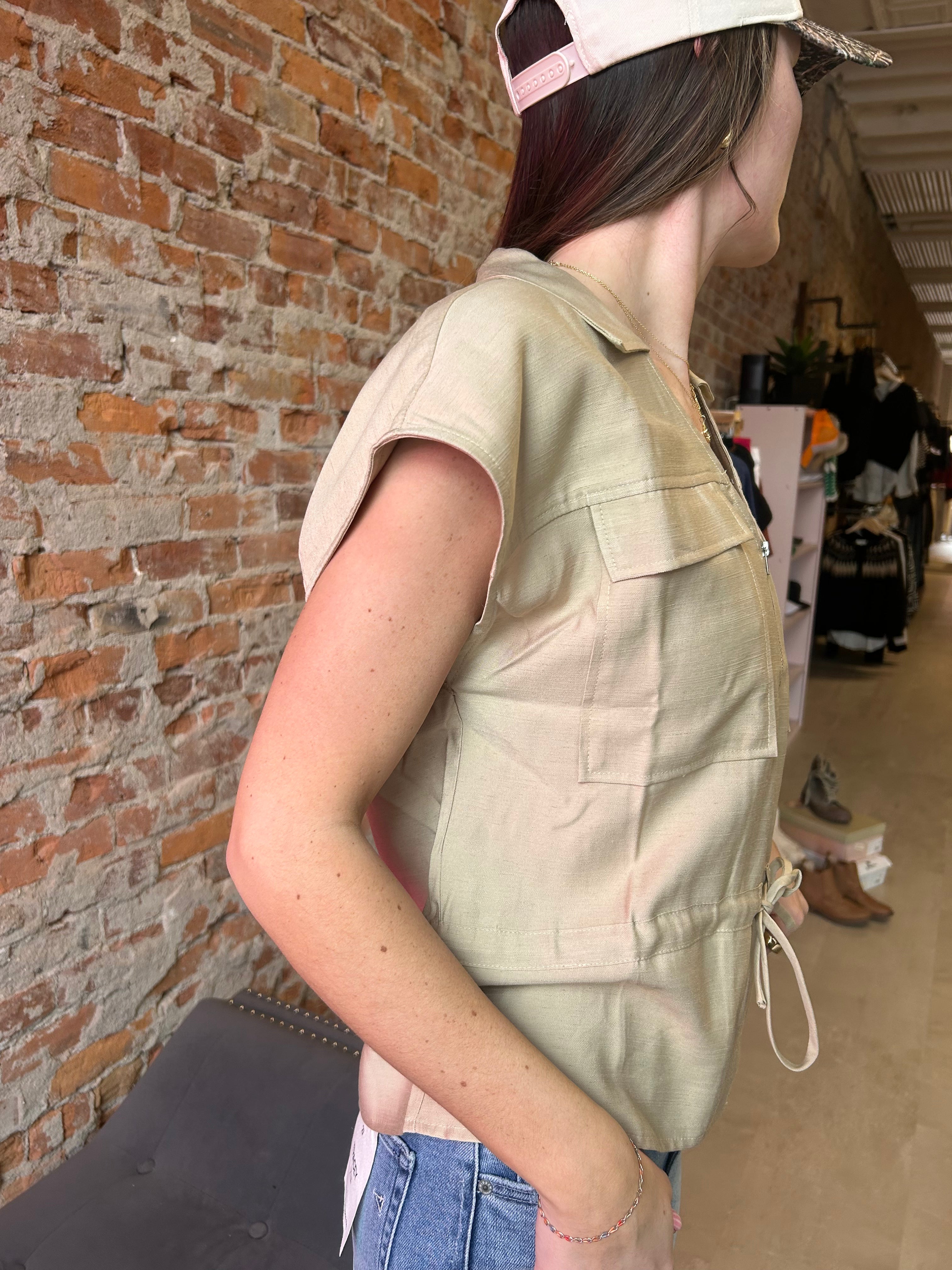 Ulma Utility Vest-Vests-Doe and Rae-The Funky Zebra Ames, Women's Fashion Boutique in Ames, Iowa