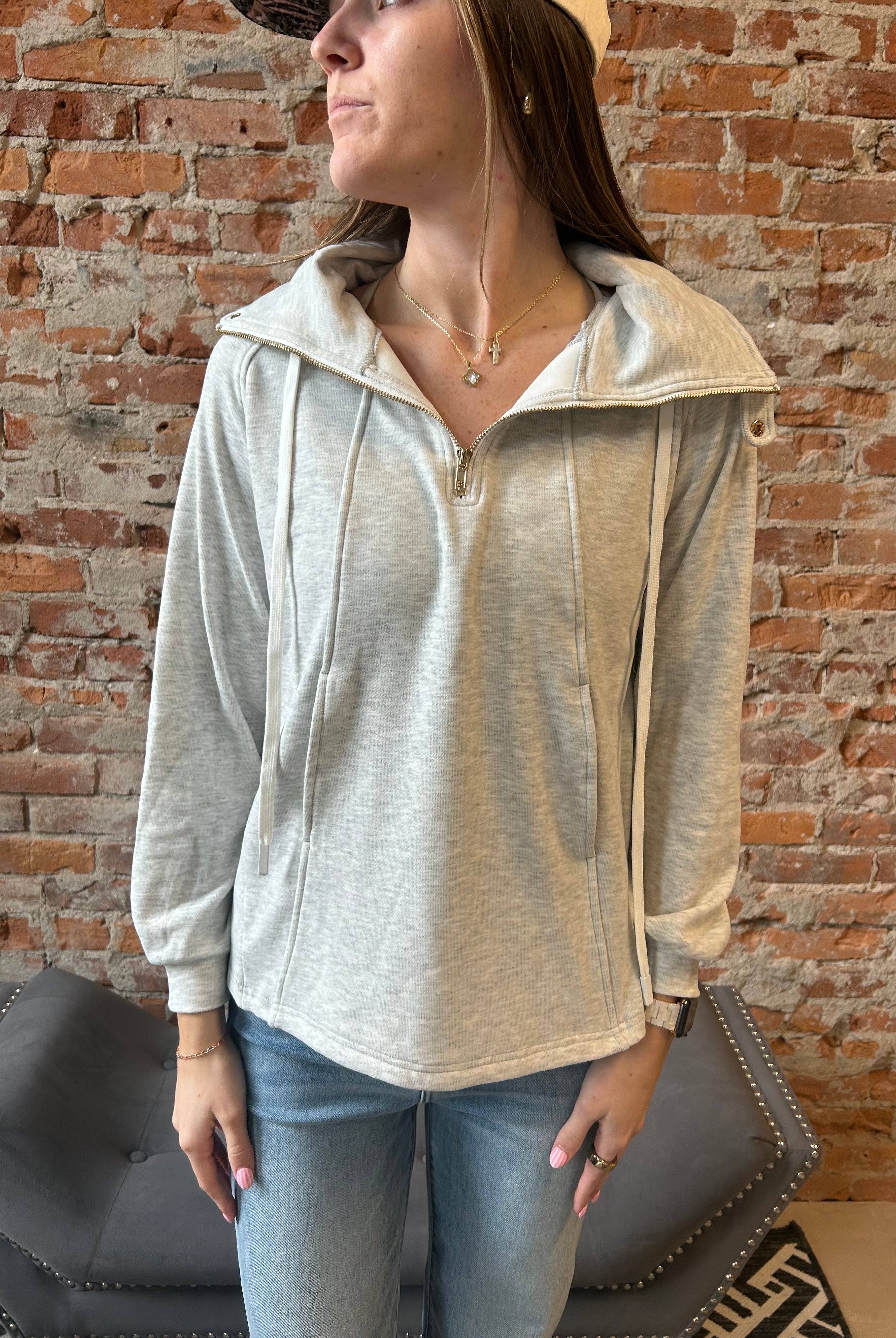 Daphne Funnel Neck Sweatshirt-apparel-Cozy Co-The Funky Zebra Ames, Women's Fashion Boutique in Ames, Iowa