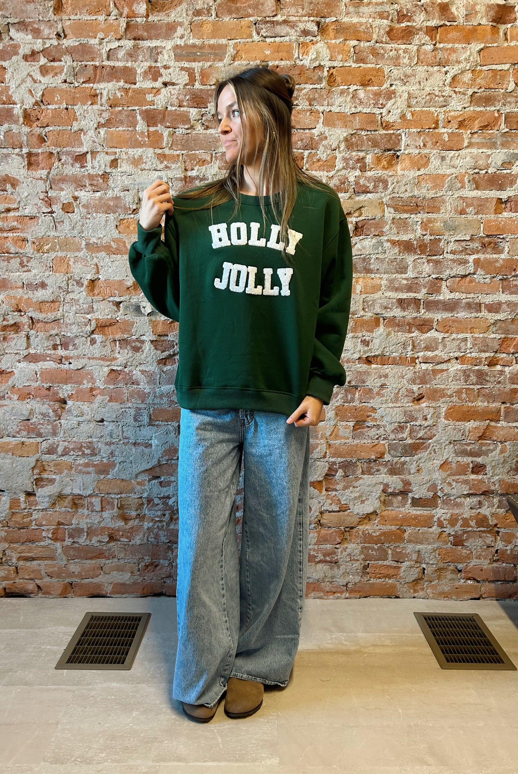 Holly Jolly Sweatshirt-2 Colors!-Panache Accessories-The Funky Zebra Ames, Women's Fashion Boutique in Ames, Iowa