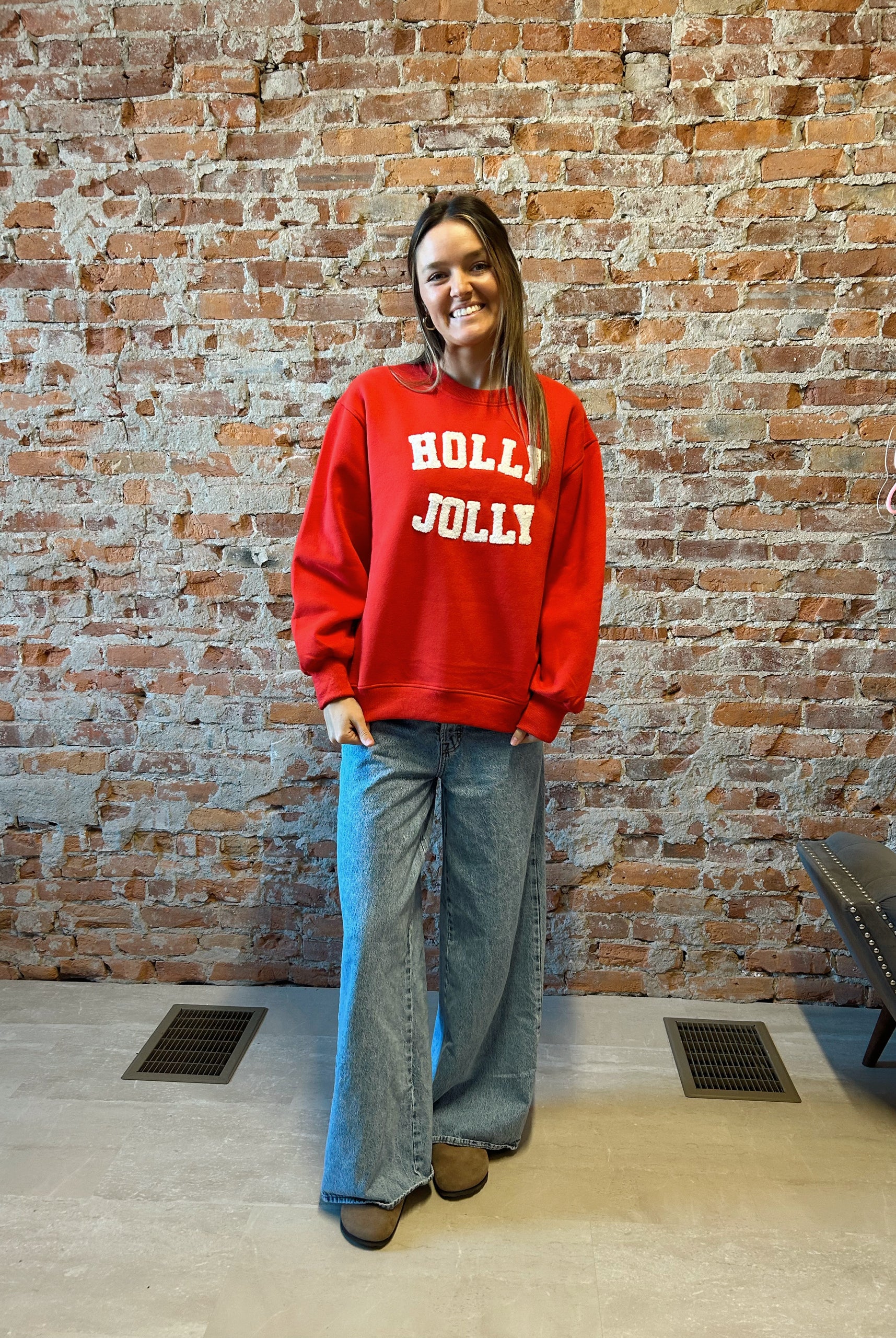 Holly Jolly Sweatshirt-2 Colors!-Panache Accessories-The Funky Zebra Ames, Women's Fashion Boutique in Ames, Iowa