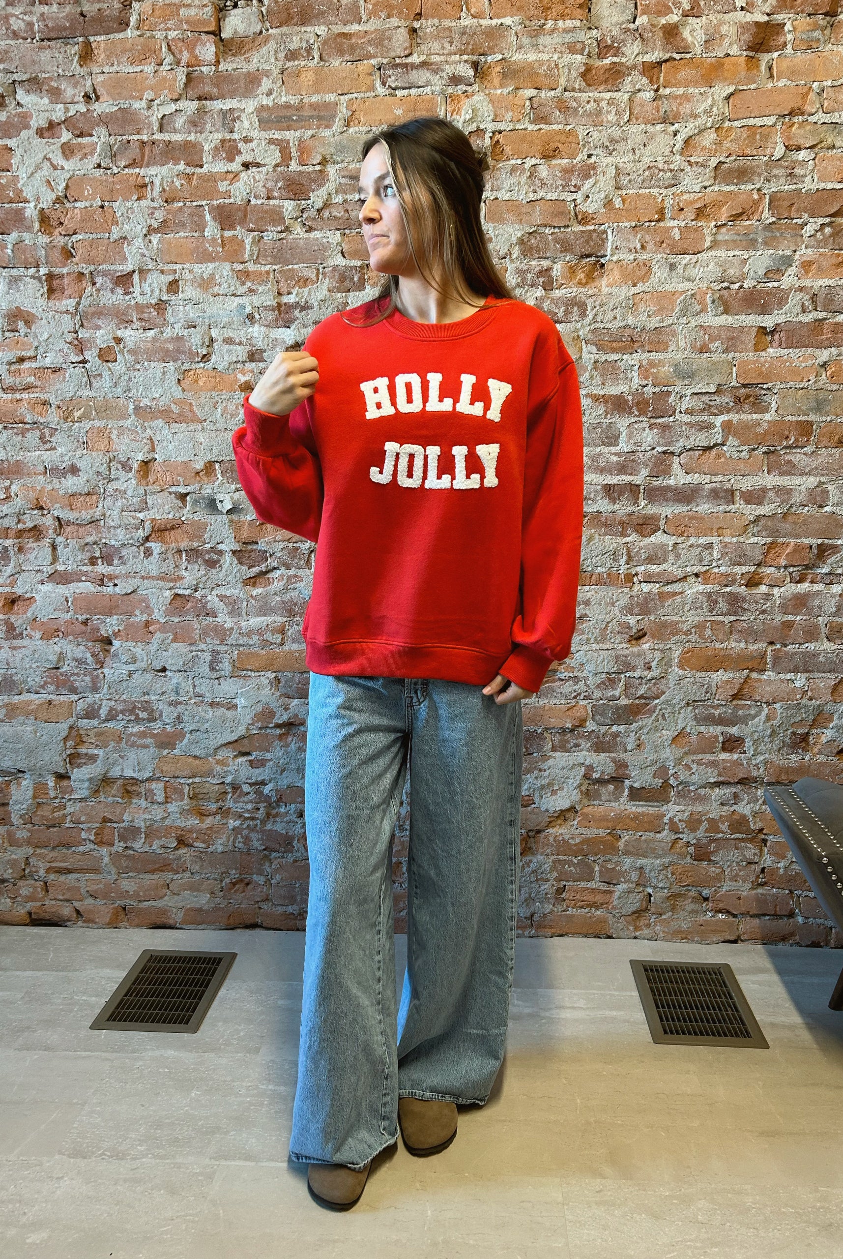 Holly Jolly Sweatshirt-2 Colors!-Panache Accessories-The Funky Zebra Ames, Women's Fashion Boutique in Ames, Iowa