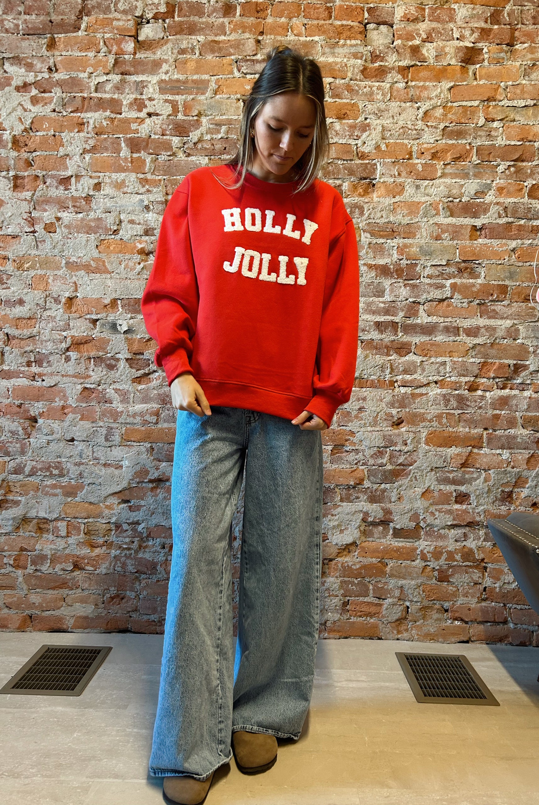 Holly Jolly Sweatshirt-2 Colors!-Panache Accessories-The Funky Zebra Ames, Women's Fashion Boutique in Ames, Iowa