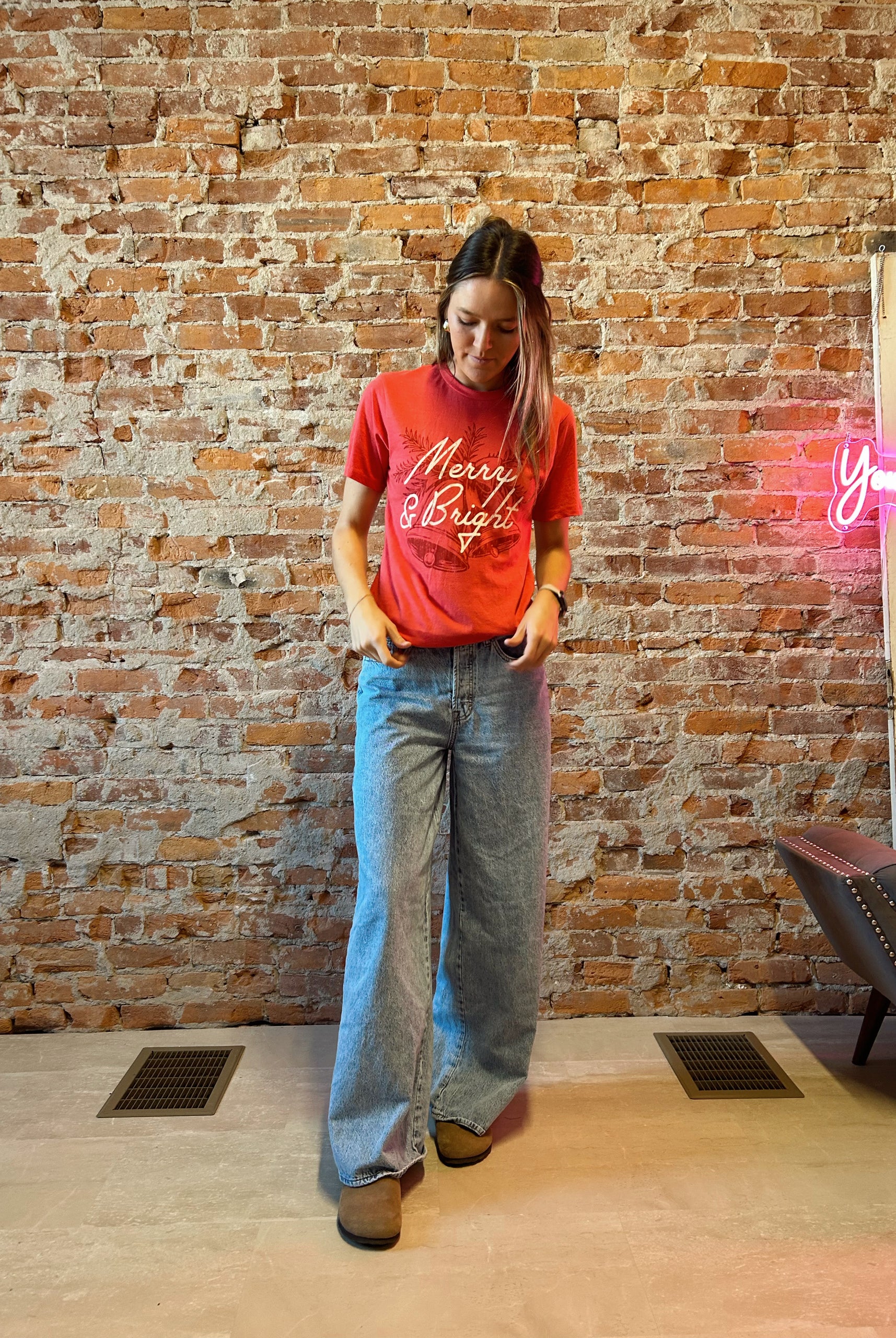 Merry & Bright Tee-Graphic Tee's-Southern Fried-The Funky Zebra Ames, Women's Fashion Boutique in Ames, Iowa