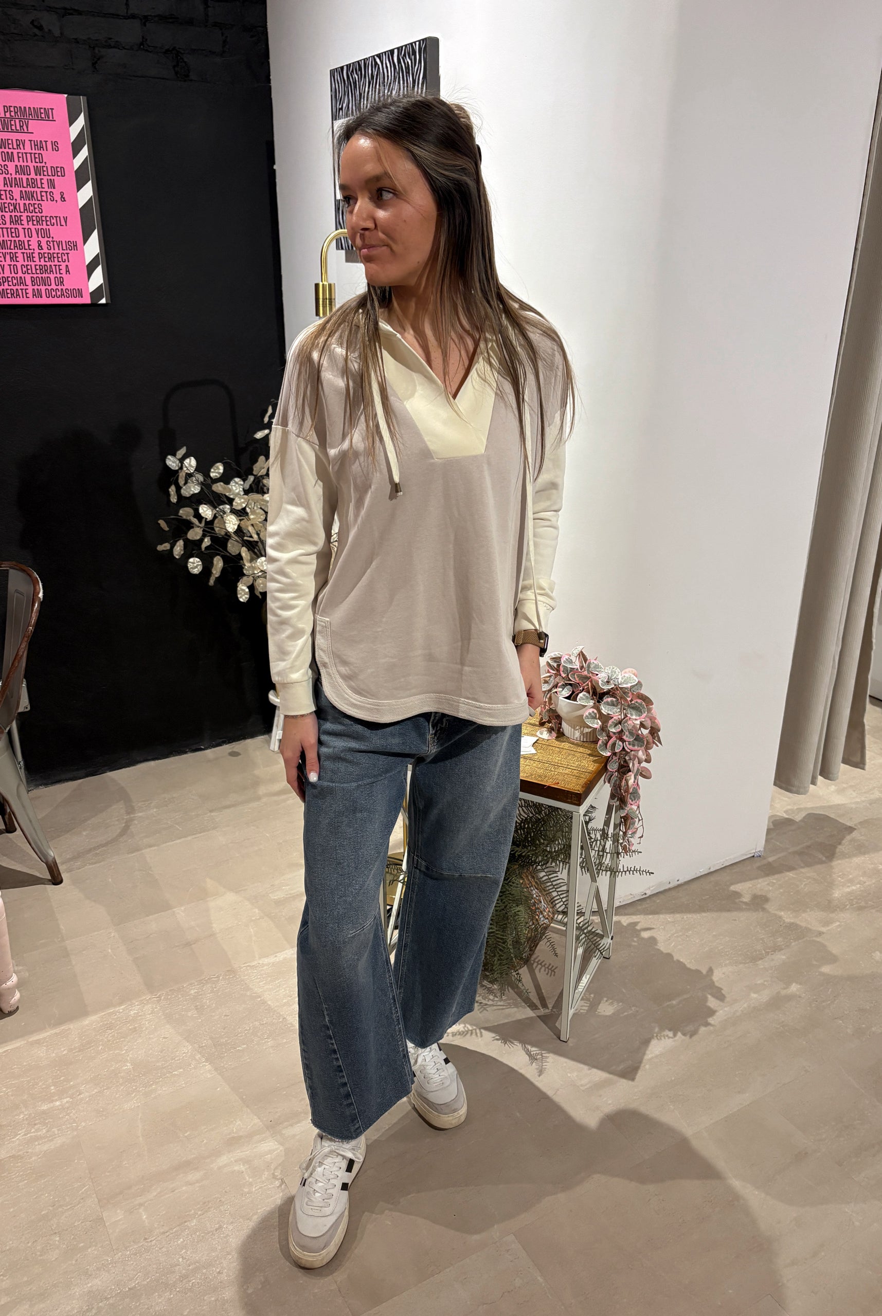 Sophie French Terry Color block Top-Sweatshirt-Doe and Rae-The Funky Zebra Ames, Women's Fashion Boutique in Ames, Iowa