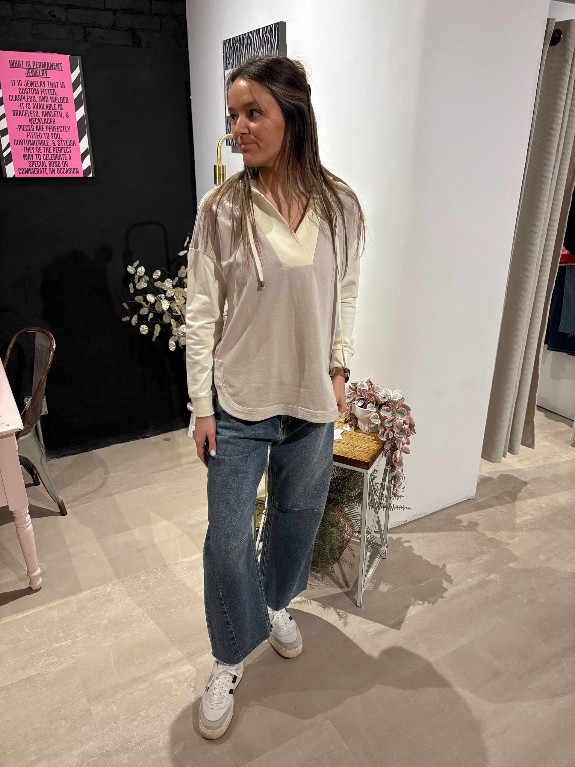 Sophie French Terry Color block Top-Sweatshirt-Doe and Rae-The Funky Zebra Ames, Women's Fashion Boutique in Ames, Iowa