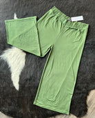 Olive Green Ribbed Culottes-Pants-The Funky Zebra Ames-The Funky Zebra Ames, Women's Fashion Boutique in Ames, Iowa