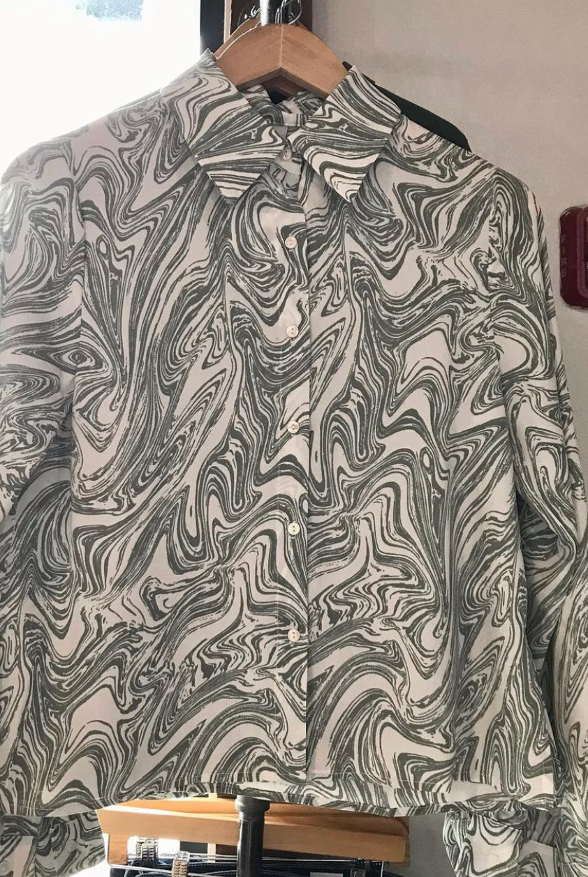 MN Marble Print Button Down-Sage-Long Sleeves-The Funky Zebra Ames-The Funky Zebra Ames, Women's Fashion Boutique in Ames, Iowa