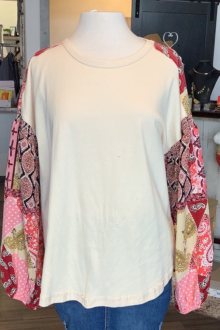 MN Paisley Top-Long Sleeves-The Funky Zebra Ames-The Funky Zebra Ames, Women's Fashion Boutique in Ames, Iowa