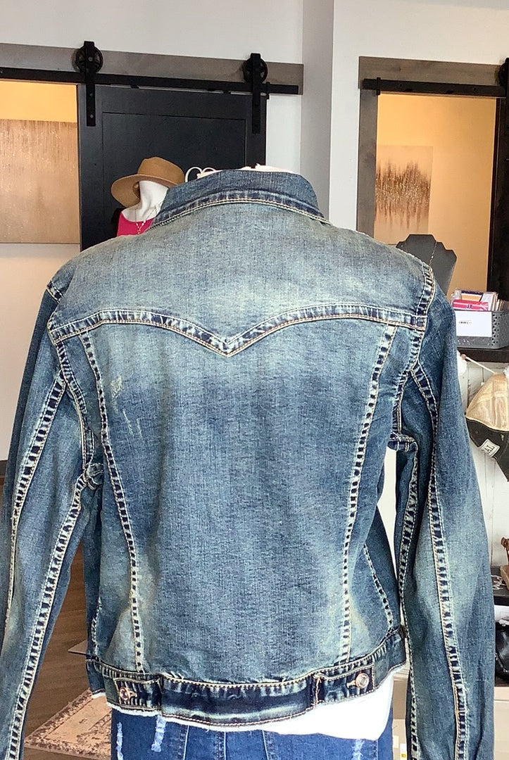 MN Dark Wash Denim Jacket-Jackets-The Funky Zebra Ames-The Funky Zebra Ames, Women's Fashion Boutique in Ames, Iowa