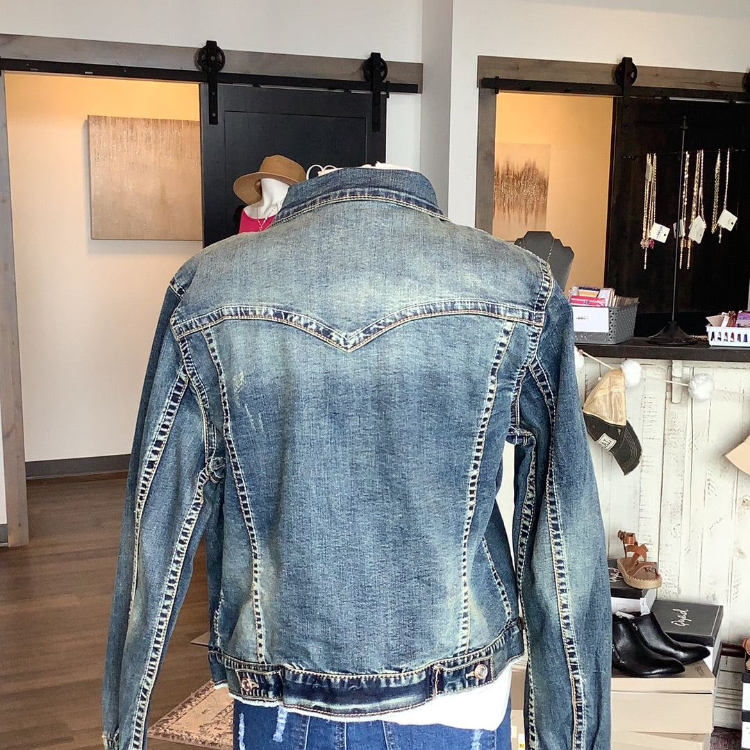 MN Dark Wash Denim Jacket-Jackets-The Funky Zebra Ames-The Funky Zebra Ames, Women's Fashion Boutique in Ames, Iowa