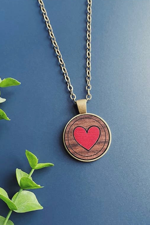 MN Wooden Heart Necklace-Necklaces-The Funky Zebra Ames-The Funky Zebra Ames, Women's Fashion Boutique in Ames, Iowa