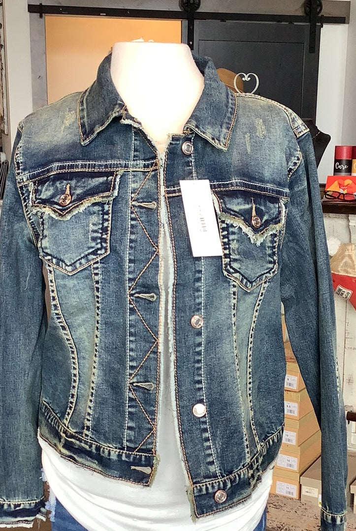 MN Dark Wash Denim Jacket-Jackets-The Funky Zebra Ames-The Funky Zebra Ames, Women's Fashion Boutique in Ames, Iowa