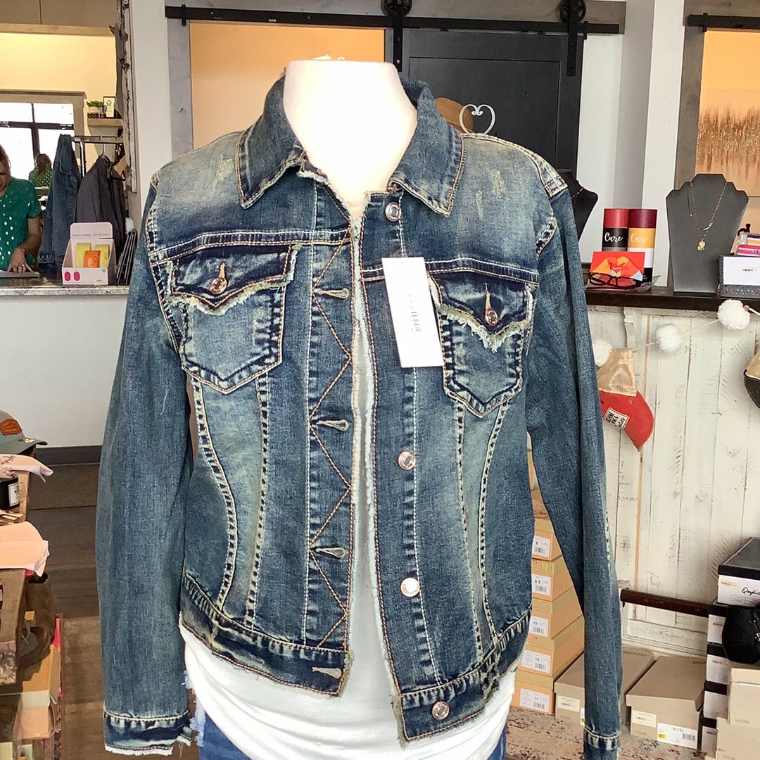 MN Dark Wash Denim Jacket-Jackets-The Funky Zebra Ames-The Funky Zebra Ames, Women's Fashion Boutique in Ames, Iowa