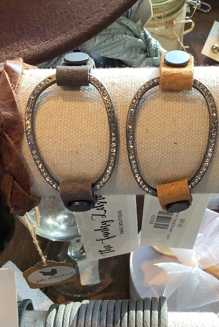 MN Leather w/ Crystal Bracelet-Bracelets-Joy Susan-The Funky Zebra Ames, Women's Fashion Boutique in Ames, Iowa