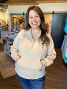 Sara Half Zip with Pocket-Blu Pepper-The Funky Zebra Ames, Women's Fashion Boutique in Ames, Iowa