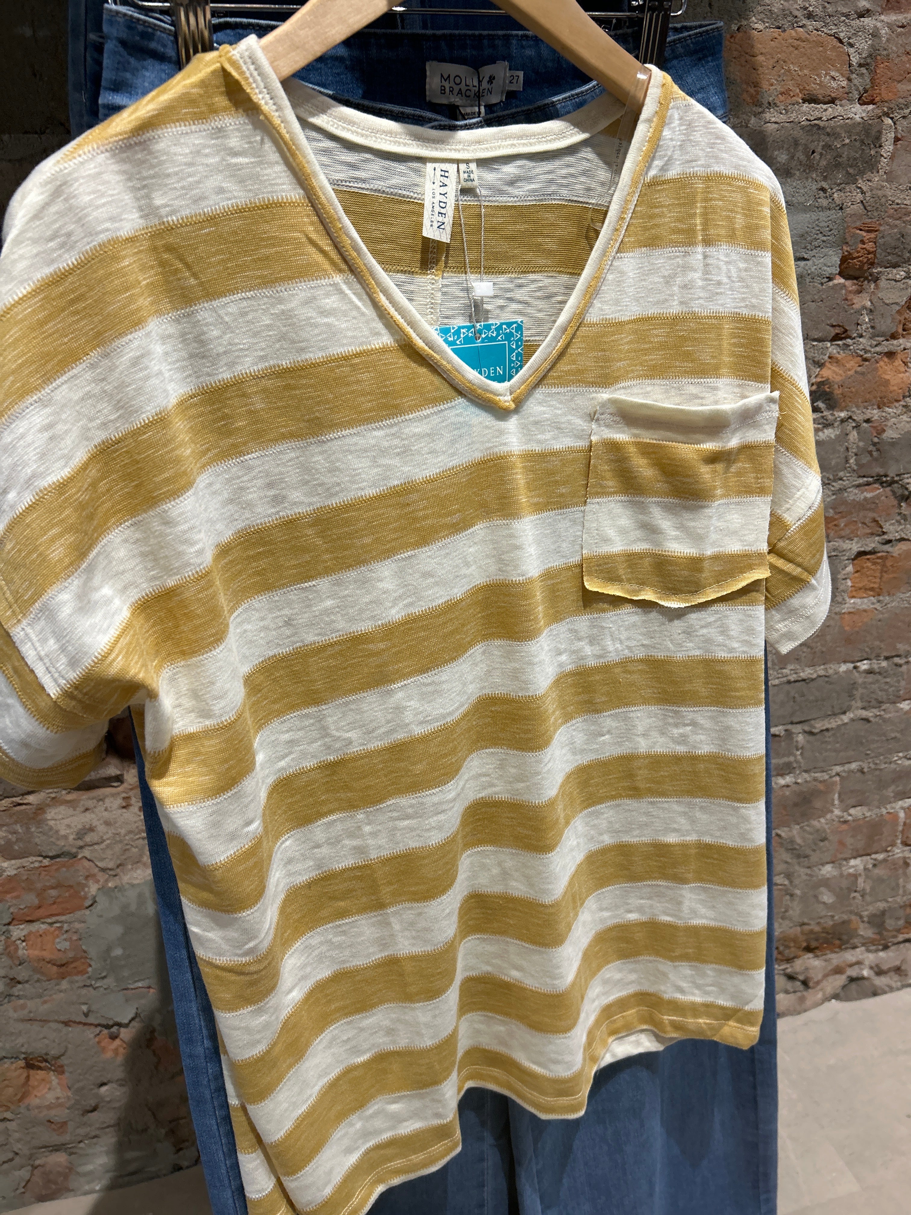 Jordyn Striped Raw Edge Top-Hayden-The Funky Zebra Ames, Women's Fashion Boutique in Ames, Iowa