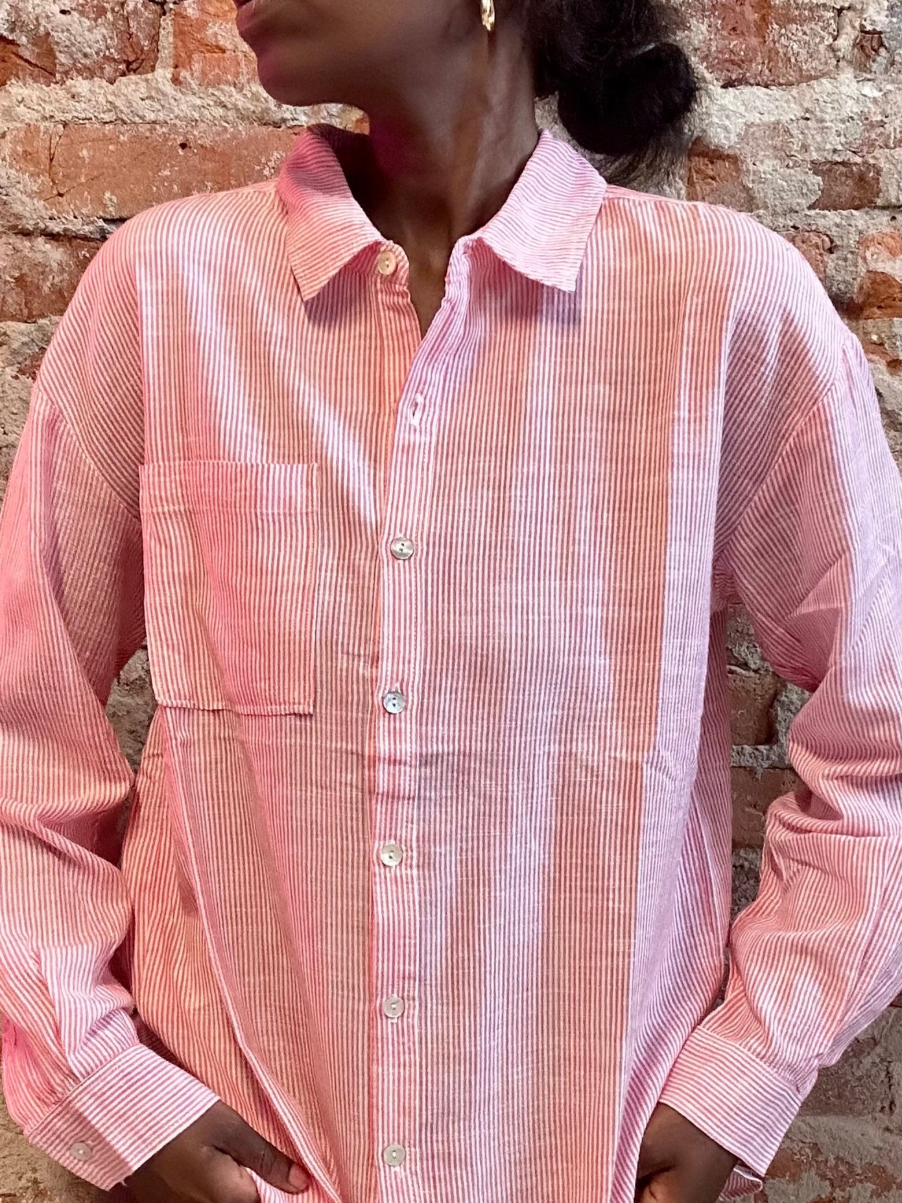 Carlee Striped Button Down-Long Sleeves-Be Cool-The Funky Zebra Ames, Women's Fashion Boutique in Ames, Iowa
