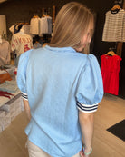 Sami Blue Top-Short Sleeves-Jodifl-The Funky Zebra Ames, Women's Fashion Boutique in Ames, Iowa