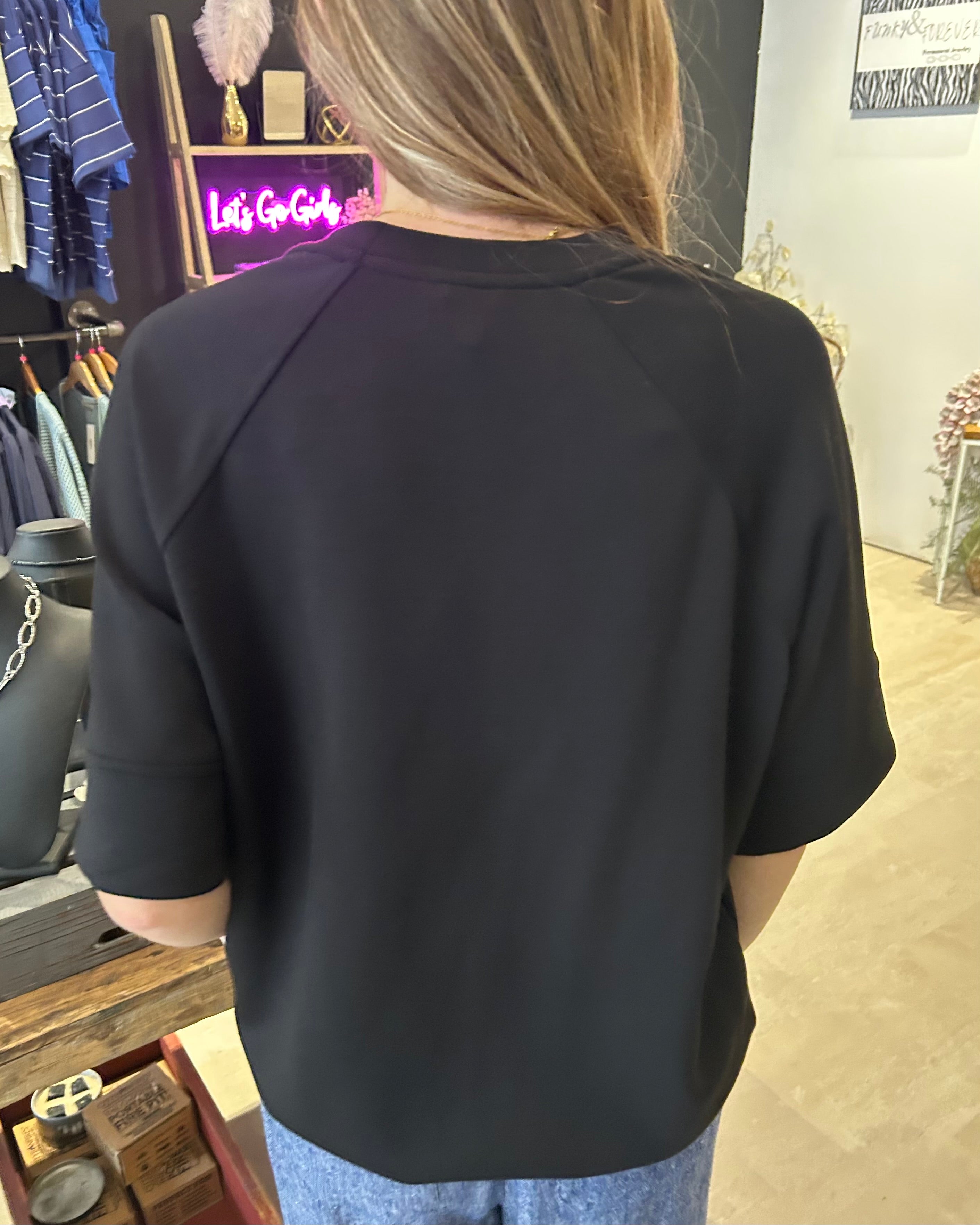 Shara Oversized Scuba Luxe Top-Short Sleeves-Rae Mode-The Funky Zebra Ames, Women's Fashion Boutique in Ames, Iowa