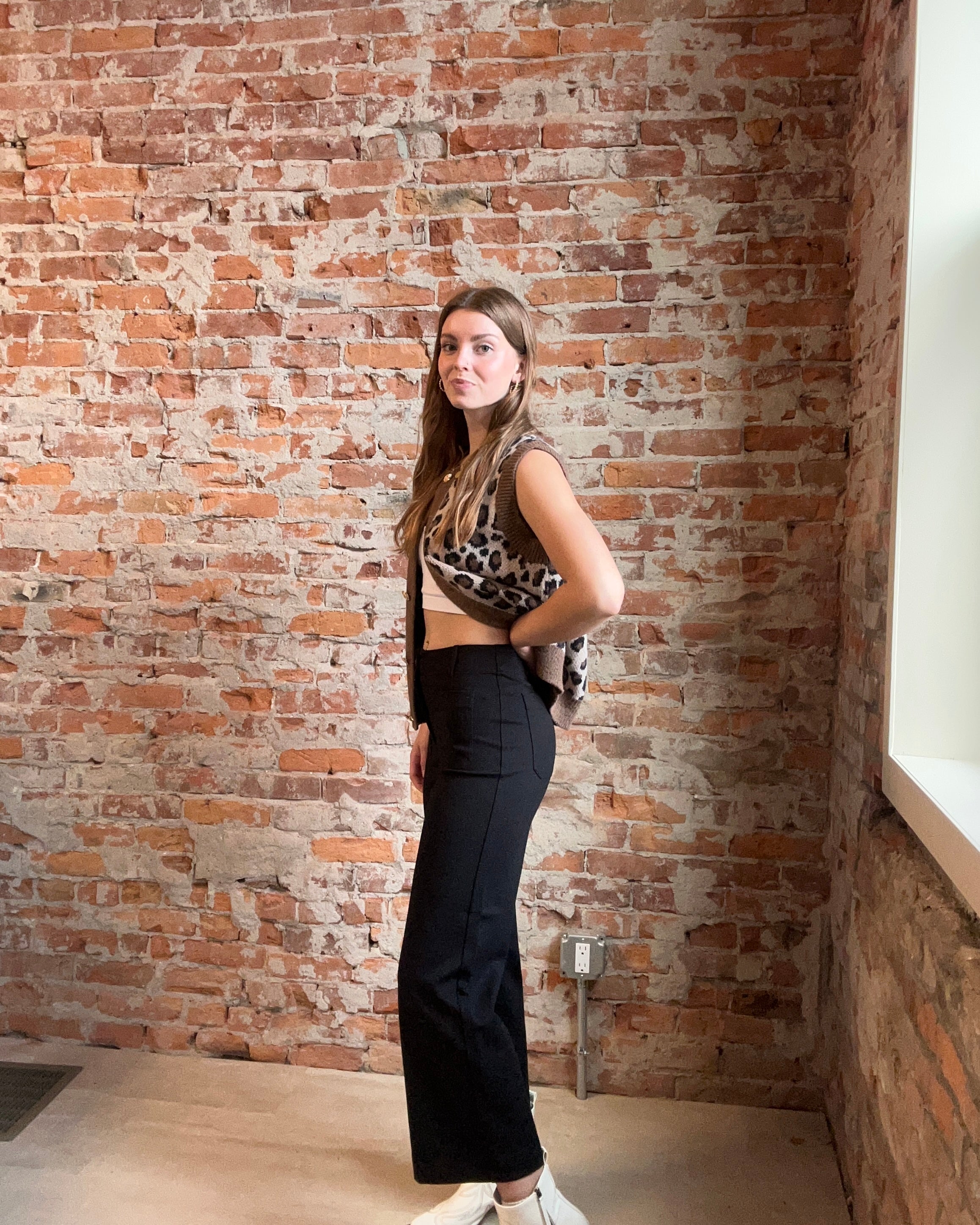 APNY Black Ponte Cropped Wide Leg with Patch Pocket-The Funky Zebra Ames-The Funky Zebra Ames, Women's Fashion Boutique in Ames, Iowa