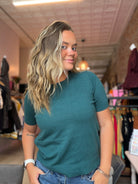 Anna Knitted Puff Sleeve Top-Short Sleeves-La Miel-The Funky Zebra Ames, Women's Fashion Boutique in Ames, Iowa