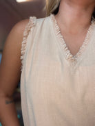 Serena Sleeveless Gauze Fringe Top-La Miel-The Funky Zebra Ames, Women's Fashion Boutique in Ames, Iowa