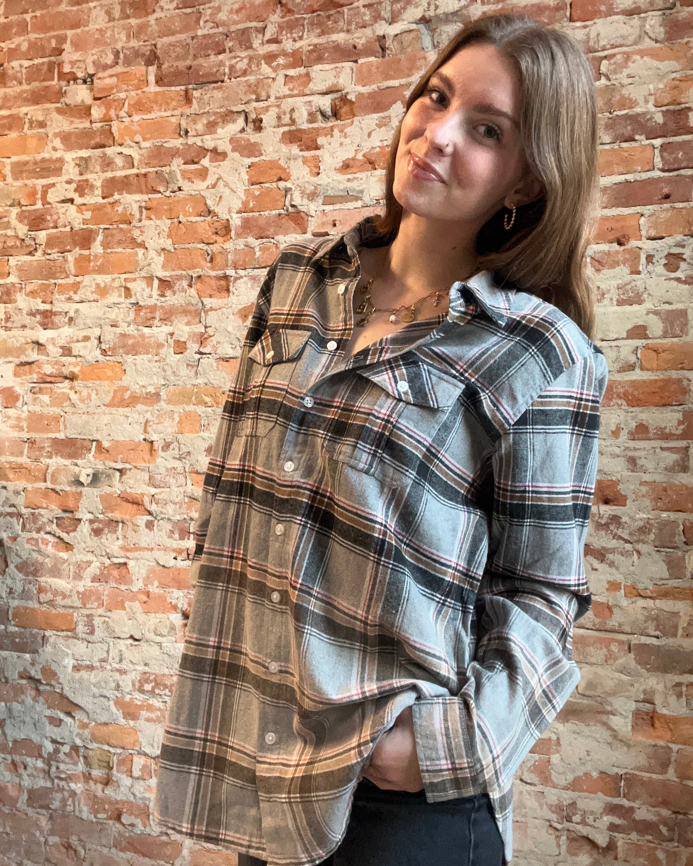 Gretchen Multicolor Flannel-Long Sleeves-Panache Accessories-The Funky Zebra Ames, Women's Fashion Boutique in Ames, Iowa