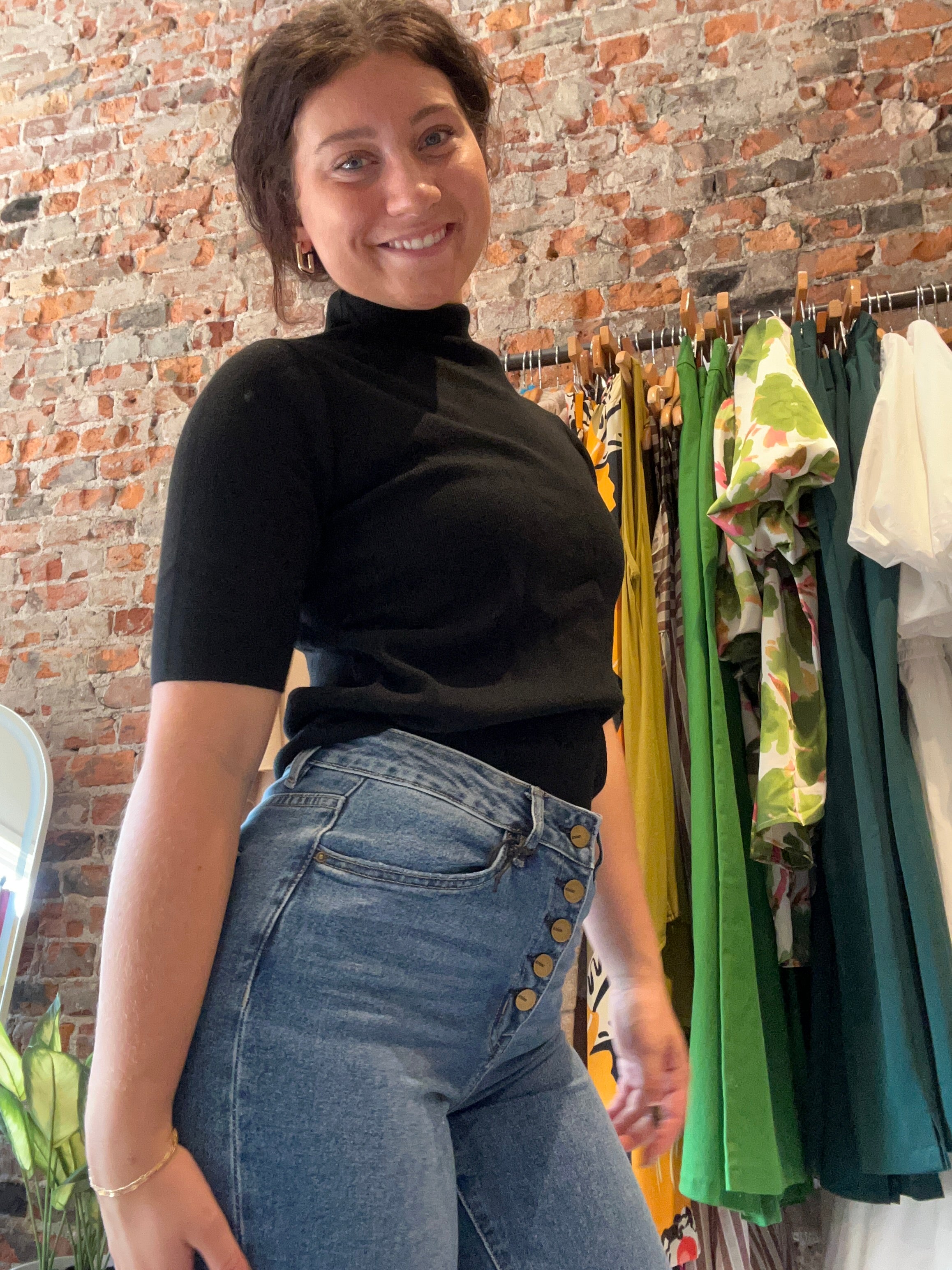 Jenna Mock Neck Half Sleeve-Short Sleeves-Doe and Rae-The Funky Zebra Ames, Women's Fashion Boutique in Ames, Iowa