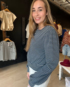Anna Striped Button Front Blouse-The Funky Zebra Ames-The Funky Zebra Ames, Women's Fashion Boutique in Ames, Iowa