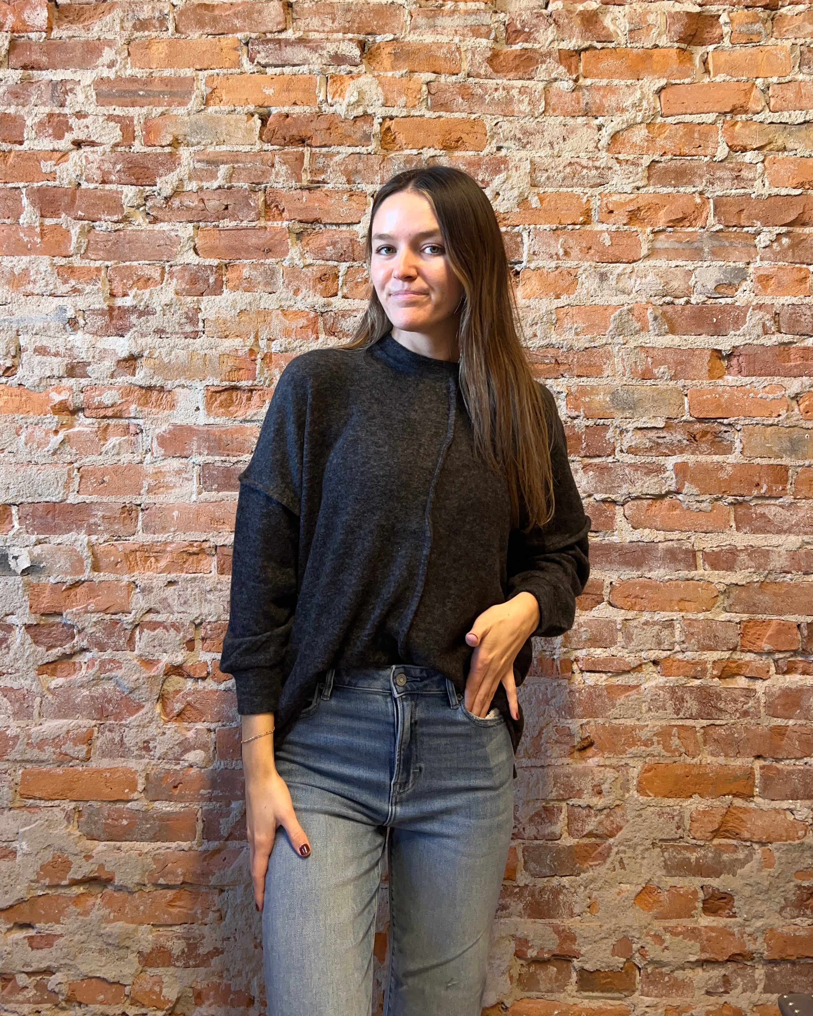 Sierra Brushed Melange Sweater-Sweaters-Zenana-The Funky Zebra Ames, Women's Fashion Boutique in Ames, Iowa