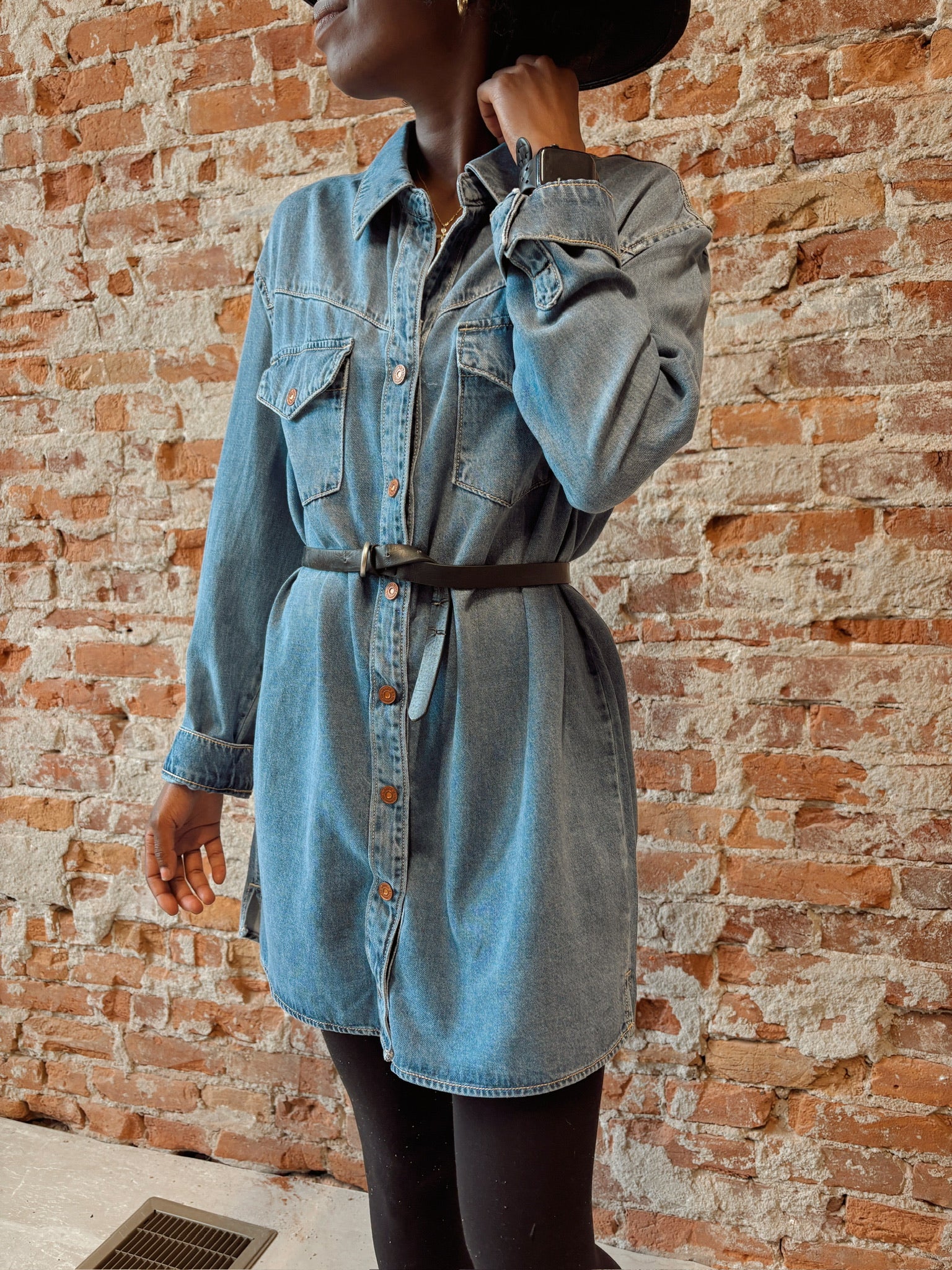 Hidden Denim Dress-Dresses-Hidden-The Funky Zebra Ames, Women's Fashion Boutique in Ames, Iowa