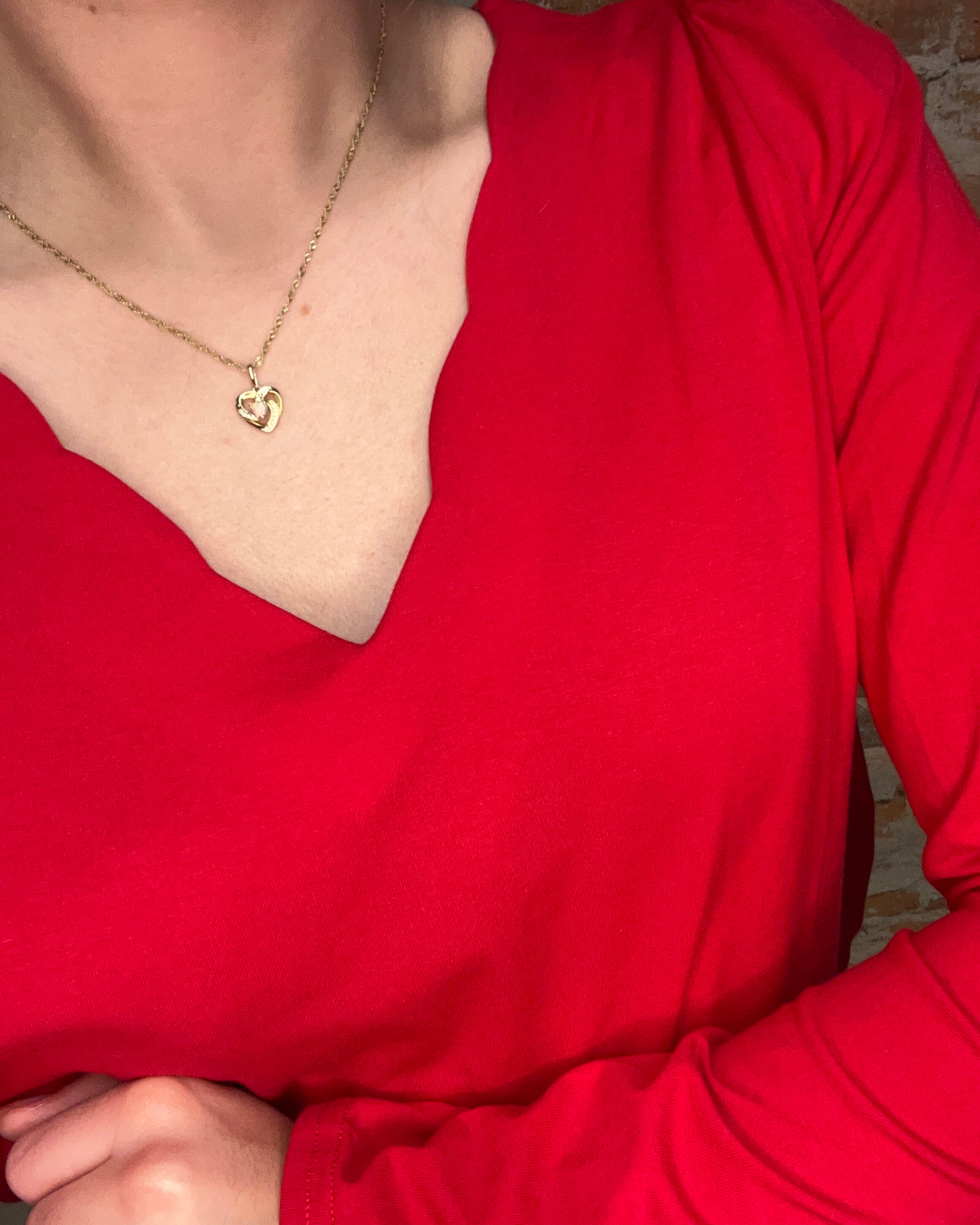 Kailee Red Scallop Top-Long Sleeves-Staccato-The Funky Zebra Ames, Women's Fashion Boutique in Ames, Iowa